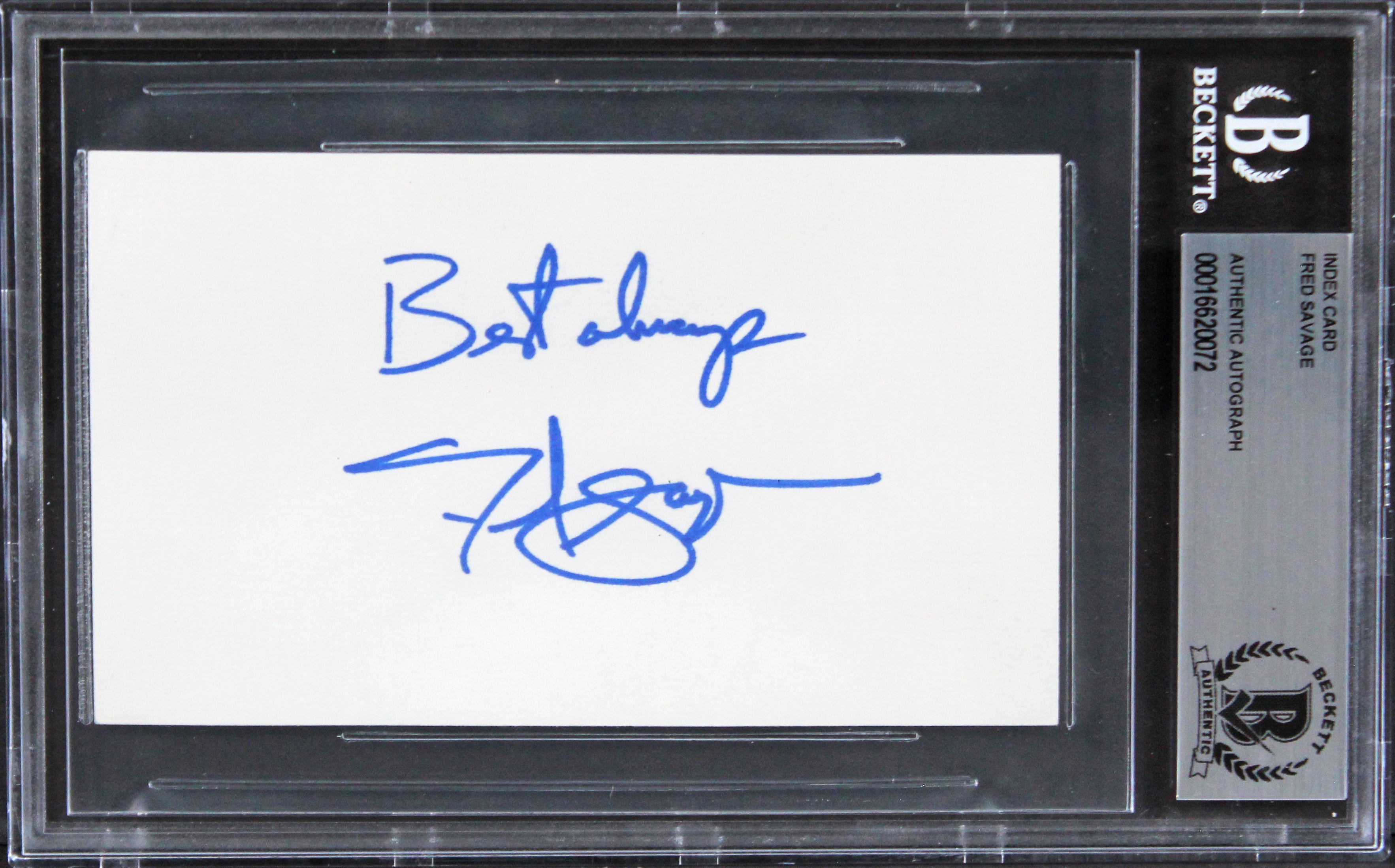 Fred Savage The Wonder Years "Best Always" Signed 3x5 Index Card BAS Slabbed 1