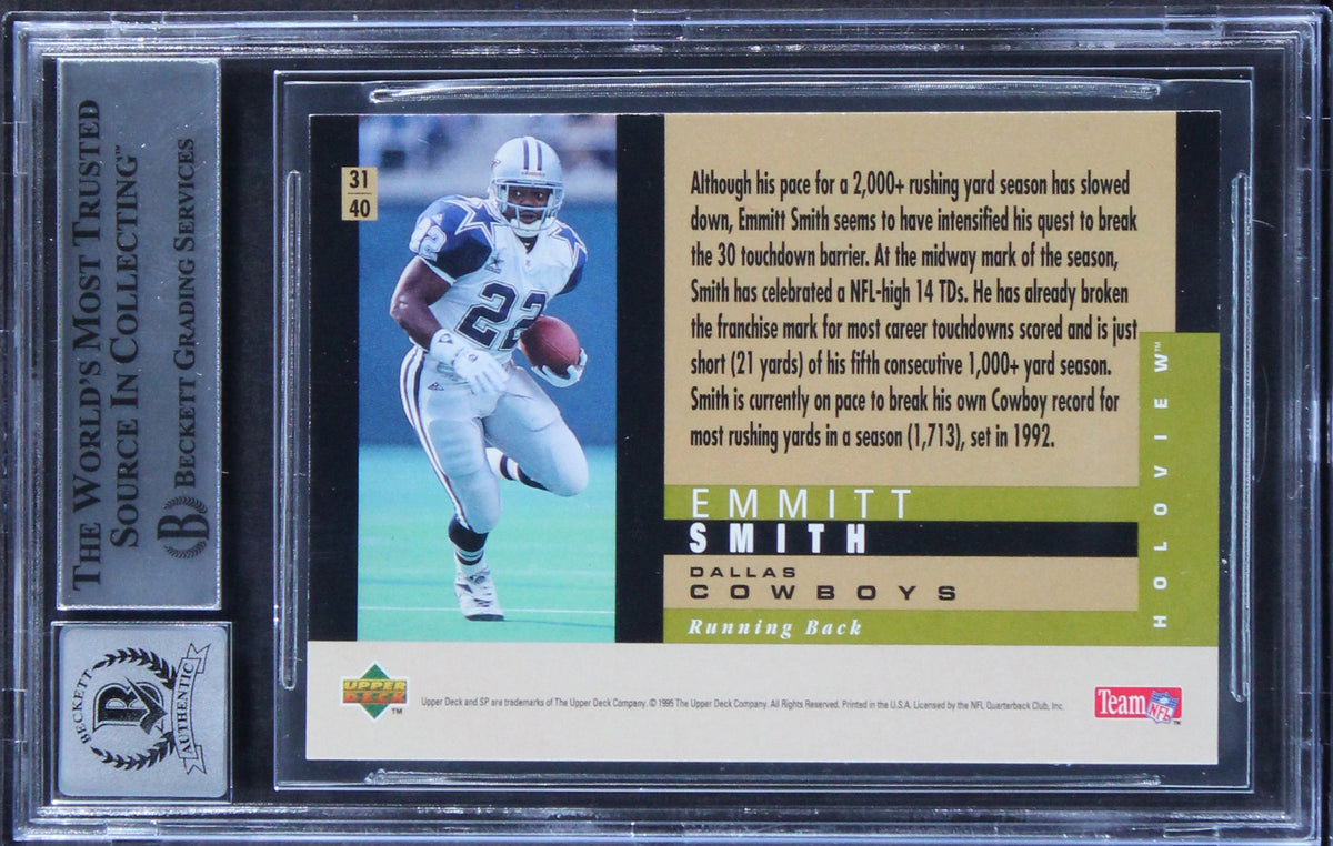 Cowboys Emmitt Smith Signed 1995 SP Holoviews #31 Card Auto 10! BAS Slabbed