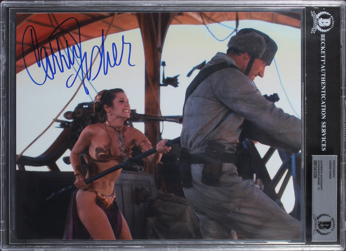 Carrie Fisher Star Wars Signed 8x10 Photo Auto Graded Gem Mint 10! BAS Slabbed
