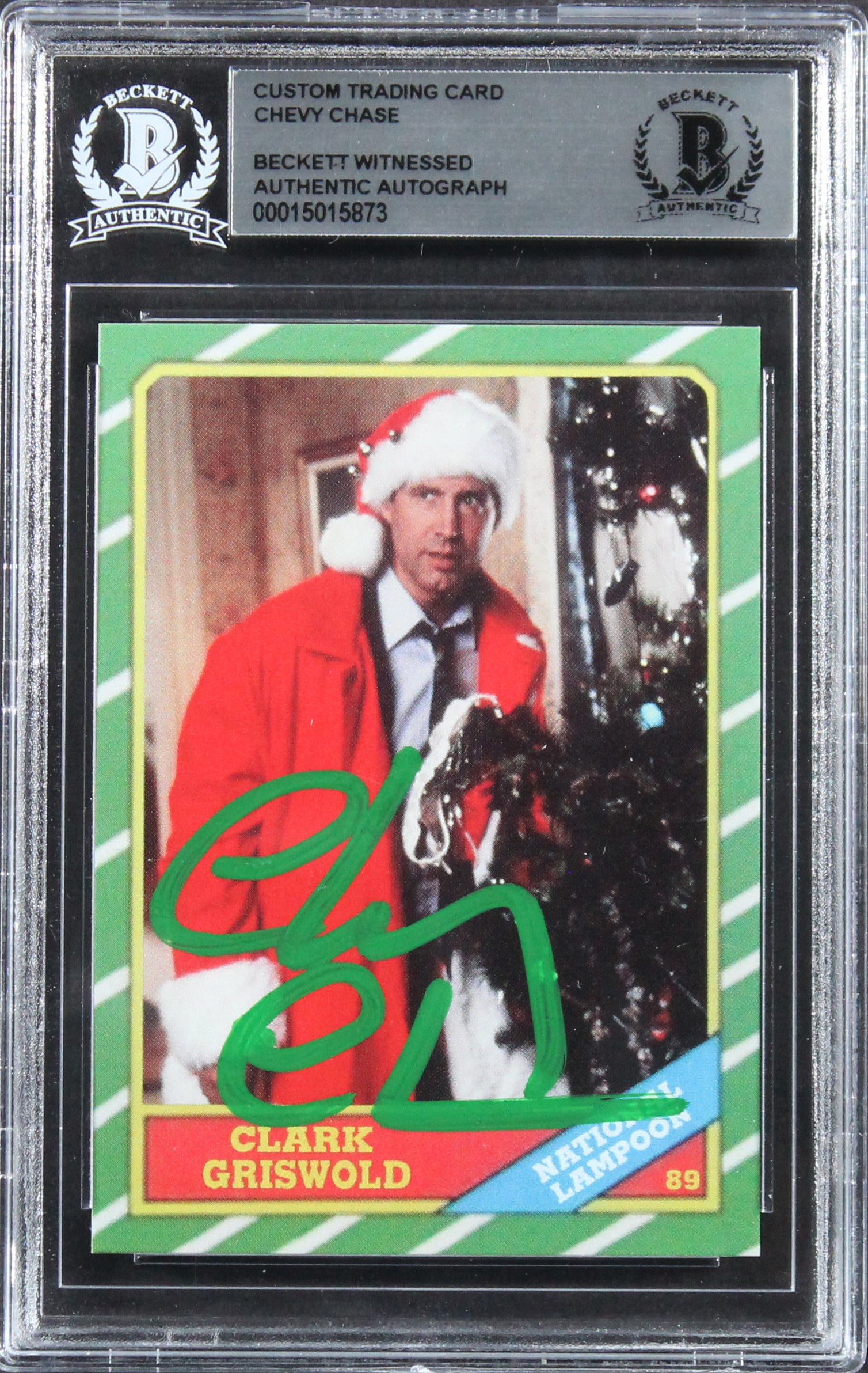 Chevy Chase Christmas Vacation Signed Griswold Custom Trading Card BAS Slabbed 7