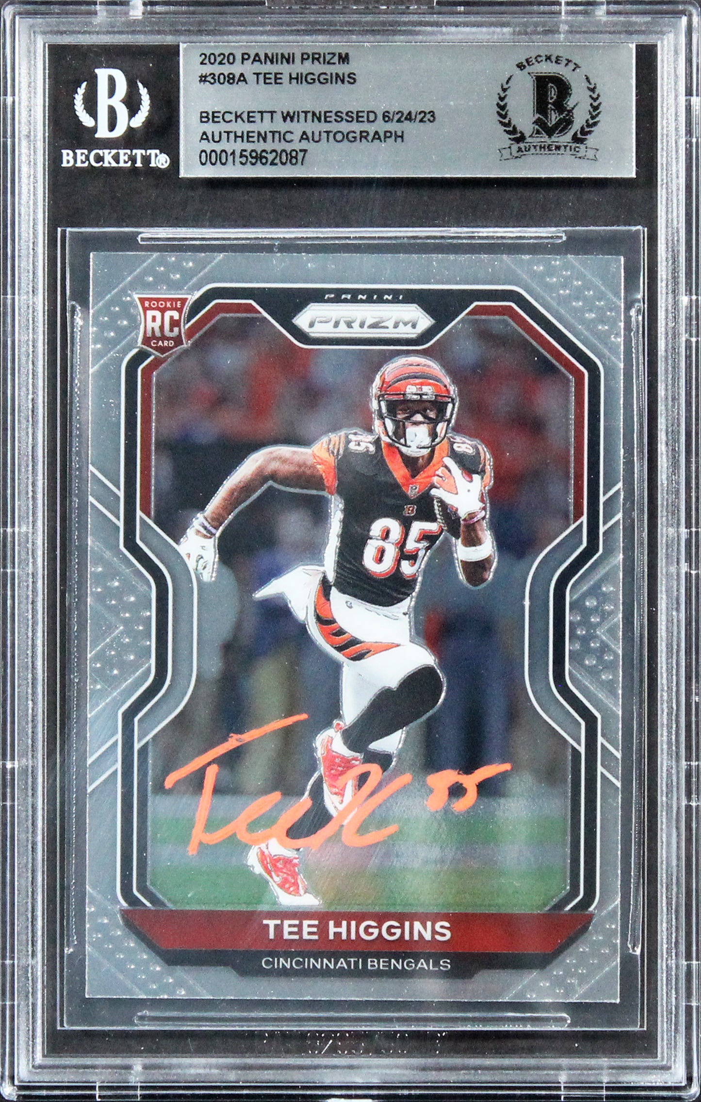 Bengals Tee Higgins Signed 2020 Panini Prizm #308A Rookie Card BAS Slabbed