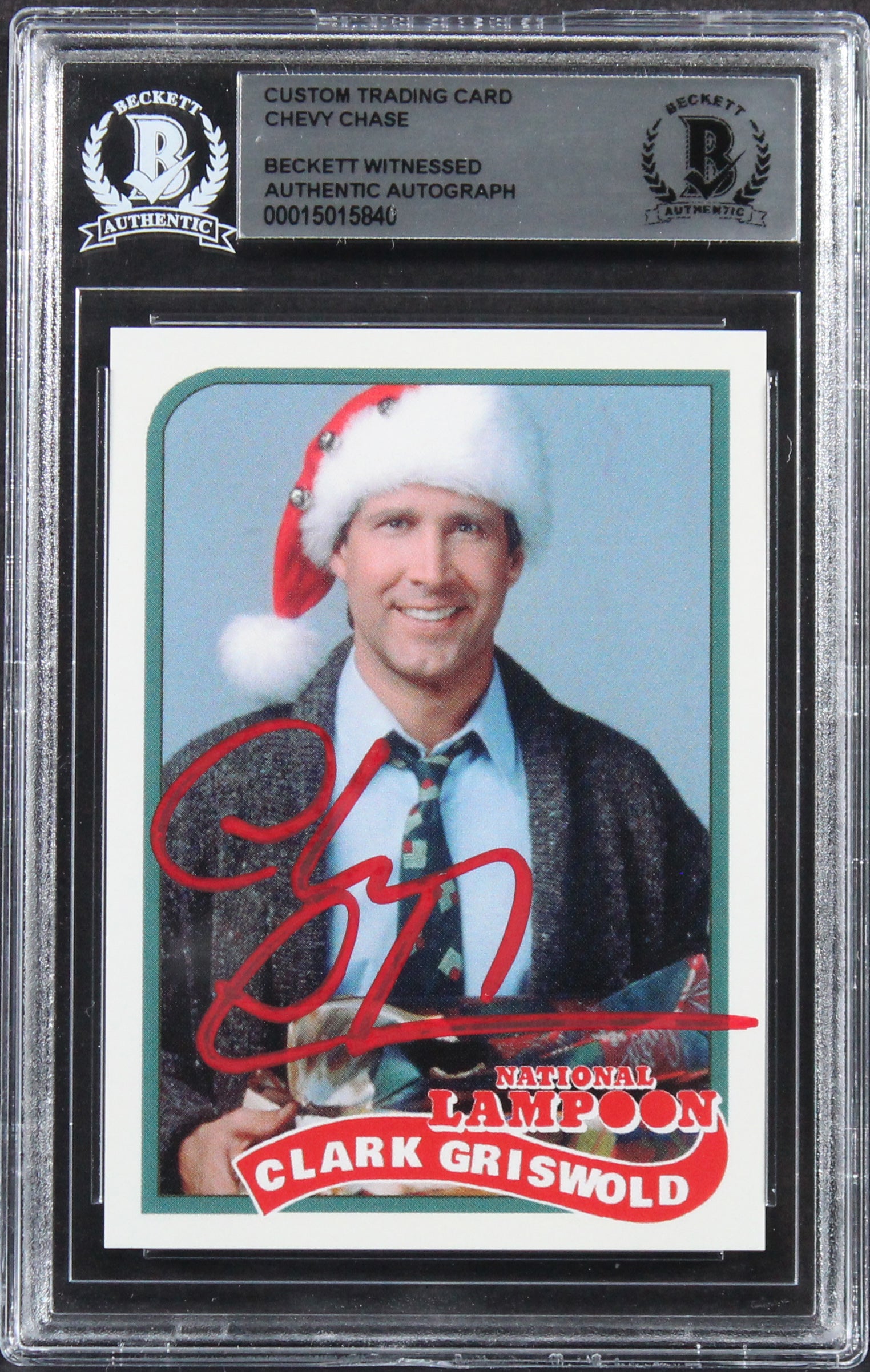 Chevy Chase Christmas Vacation Signed Griswold Custom Trading Card BAS Slabbed 9