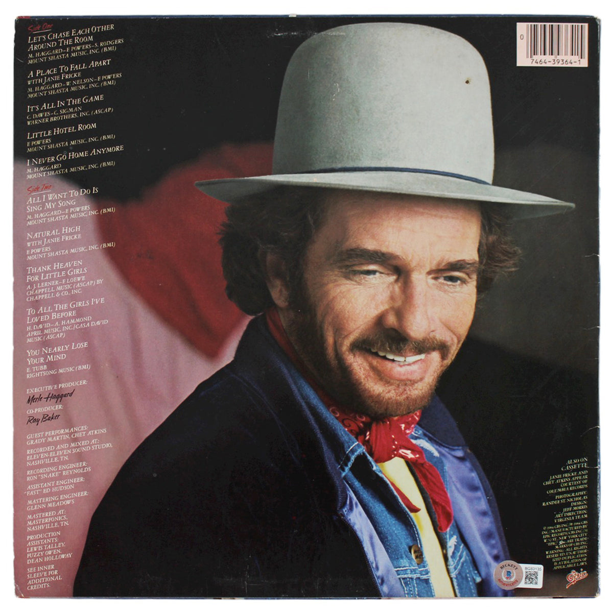 Merle Haggard Authentic Signed It's All In The Game Album Cover BAS #BG83135