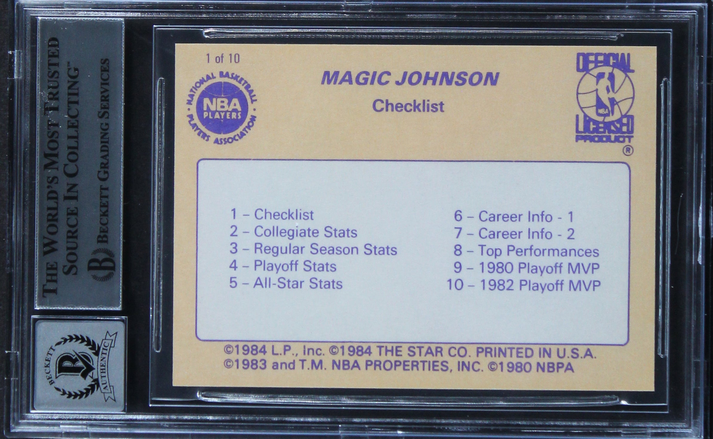 Lakers Magic Johnson Authentic Signed 1986 Star #1 Card Auto 10! BAS Slabbed