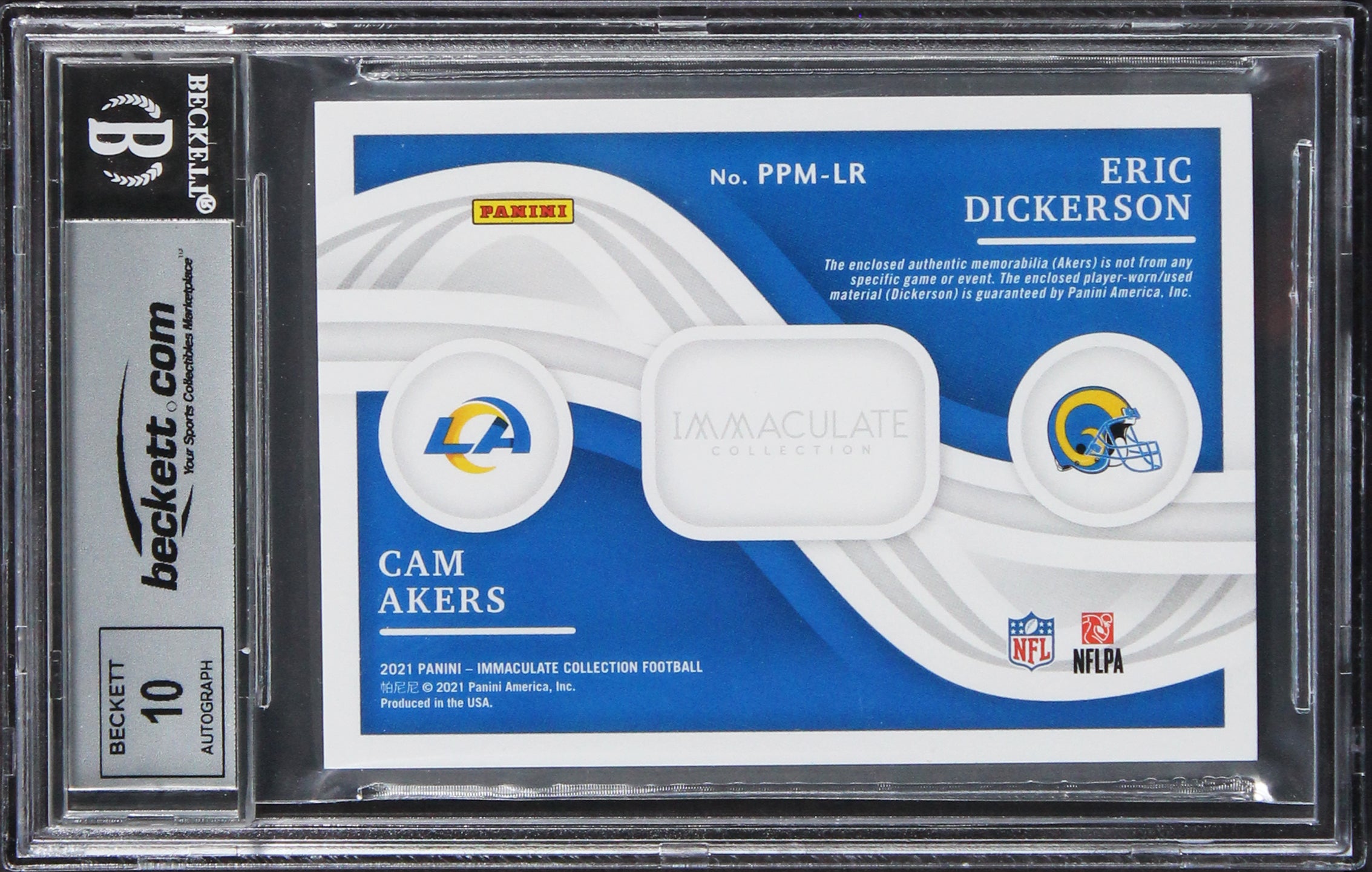 Dickerson & Akers Signed 2021 Immaculate Collection #16 Card Auto 10 BAS Slabbed