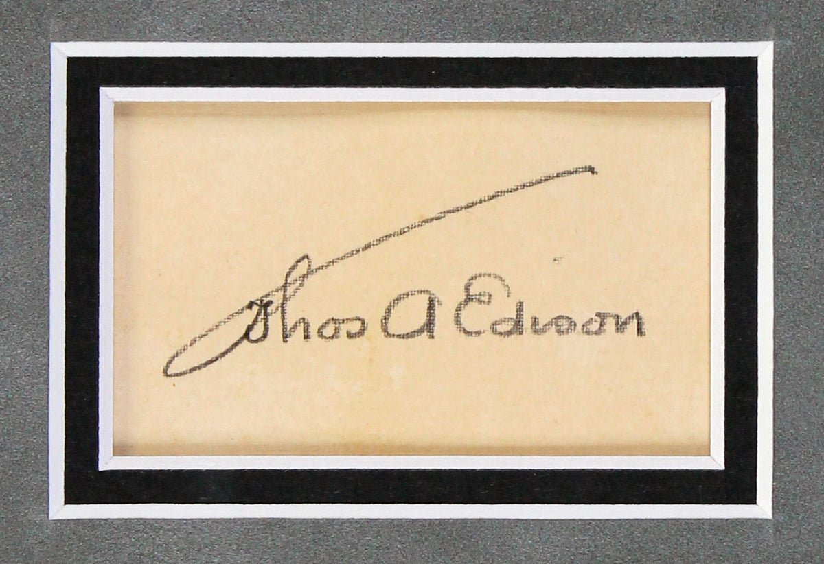 Thomas Edison Authentic Signed & Framed 1.75x2.75 Cut Signature BAS #AA03538
