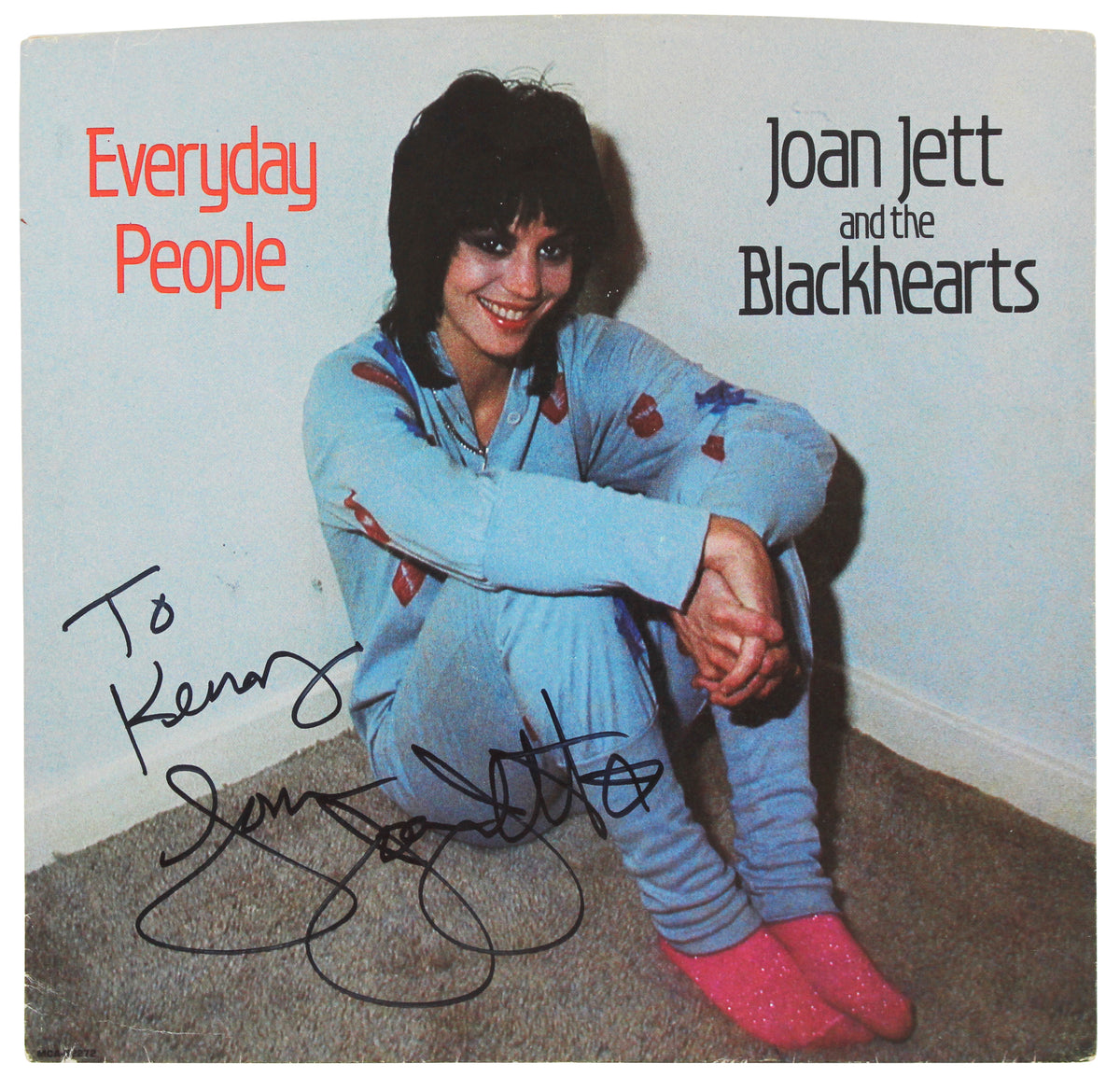 Joan Jett Authentic Signed Everyday People 45 RPM Album Cover BAS #BF88840