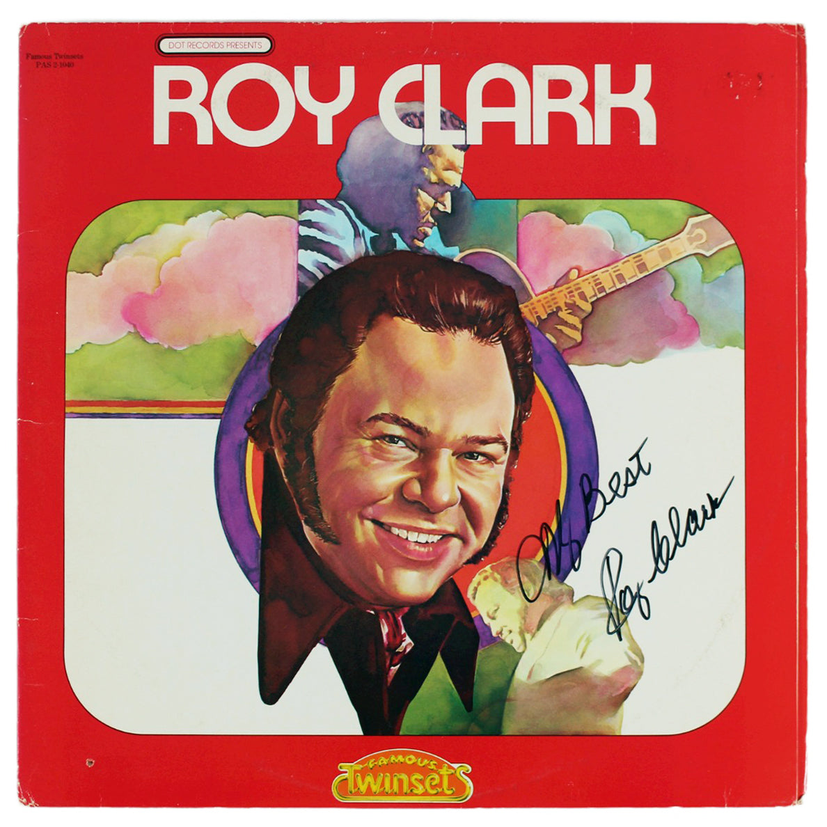 Roy Clark "My Best" Authentic Signed Famous Twinset Album Cover BAS #BG90658