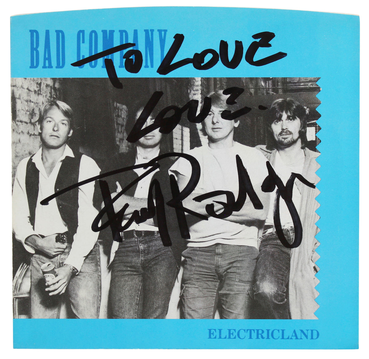 Paul Rodgers Bad Company Signed Electricland 45 RPM Album Cover BAS #BF88850