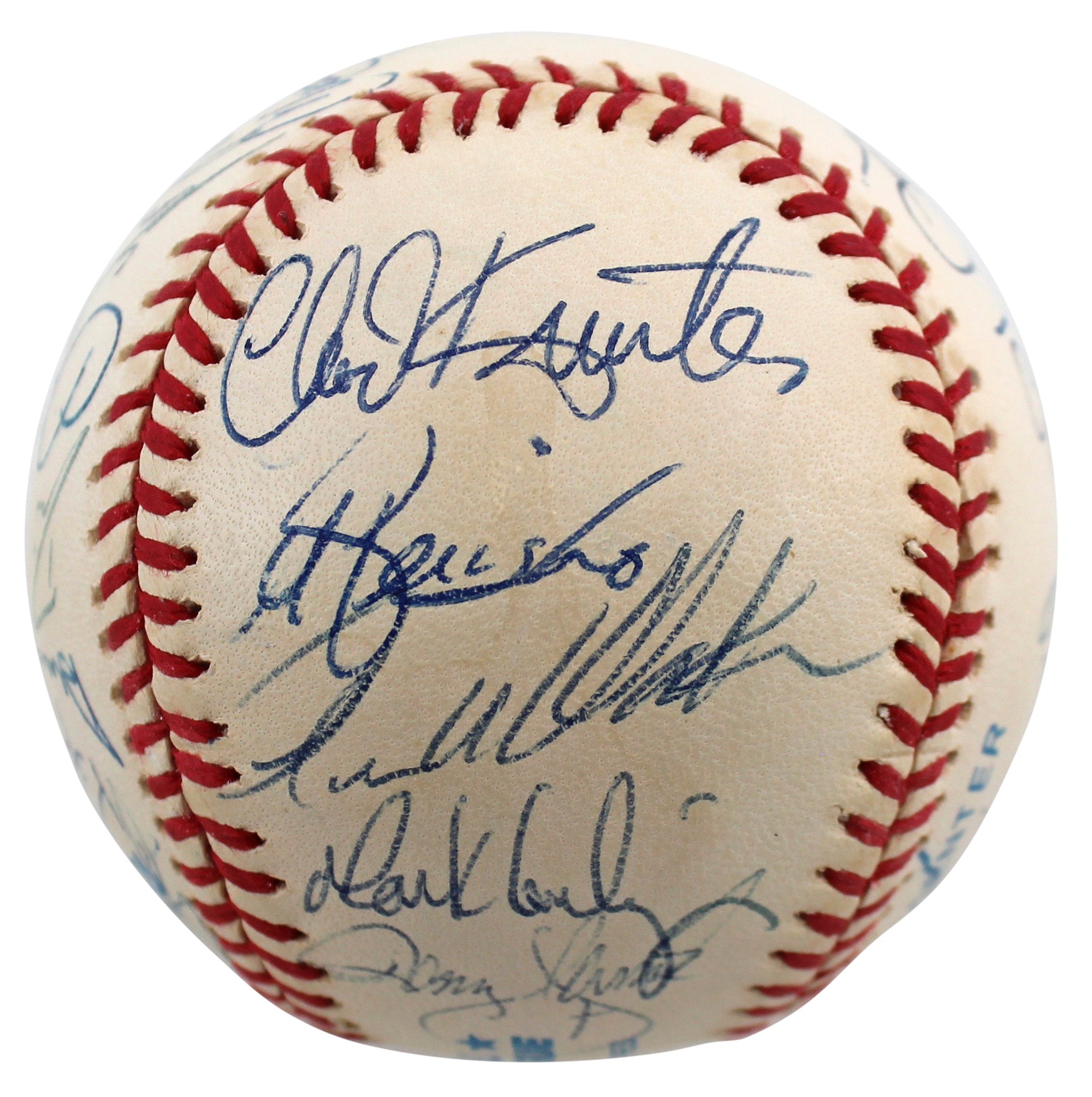 1997 Angels (28) Edmonds, Percival, Bowa +25, Signed Oal Baseball BAS #AB92942