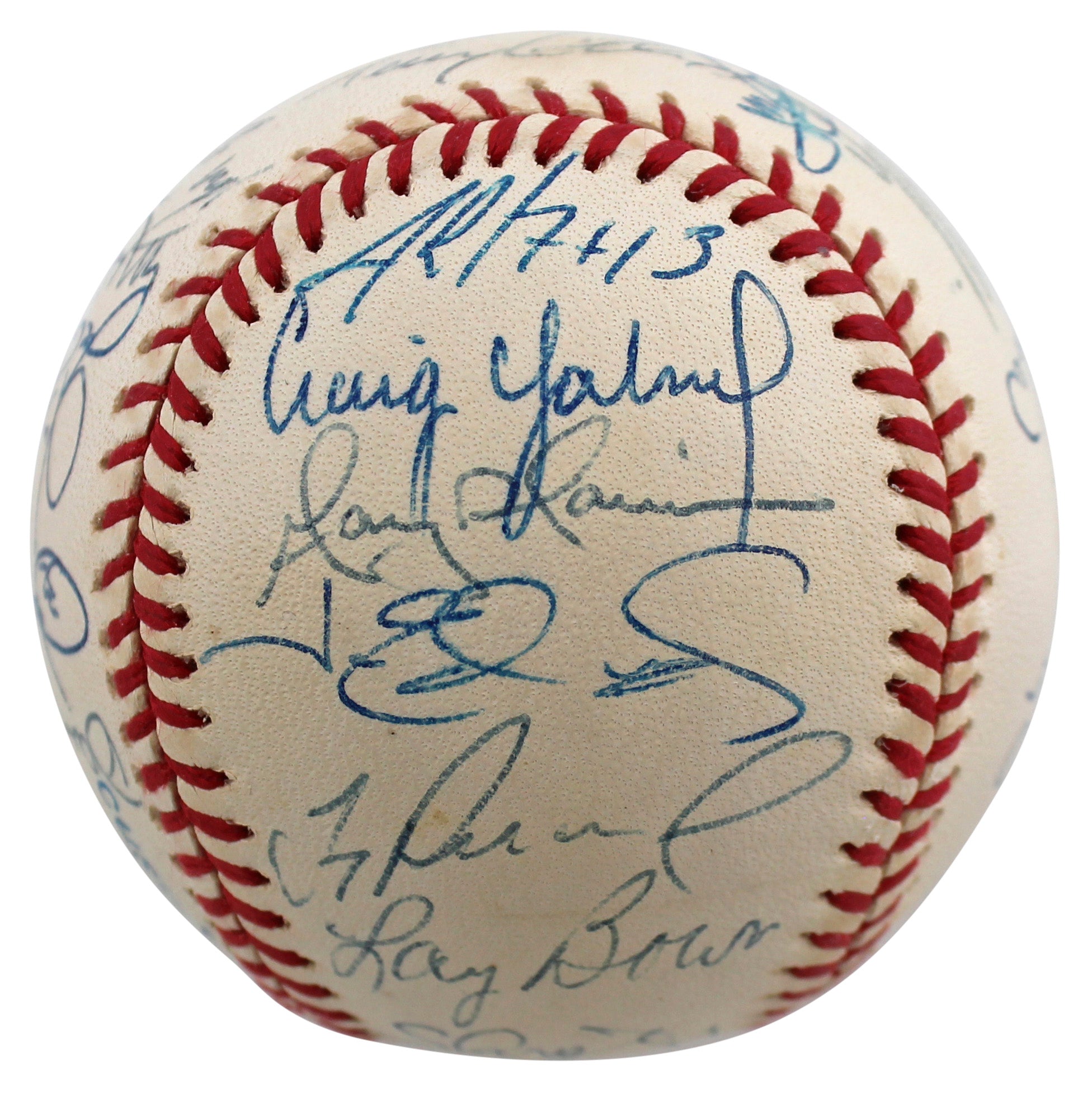 1997 Angels (28) Edmonds, Percival, Bowa +25, Signed Oal Baseball BAS #AB92942