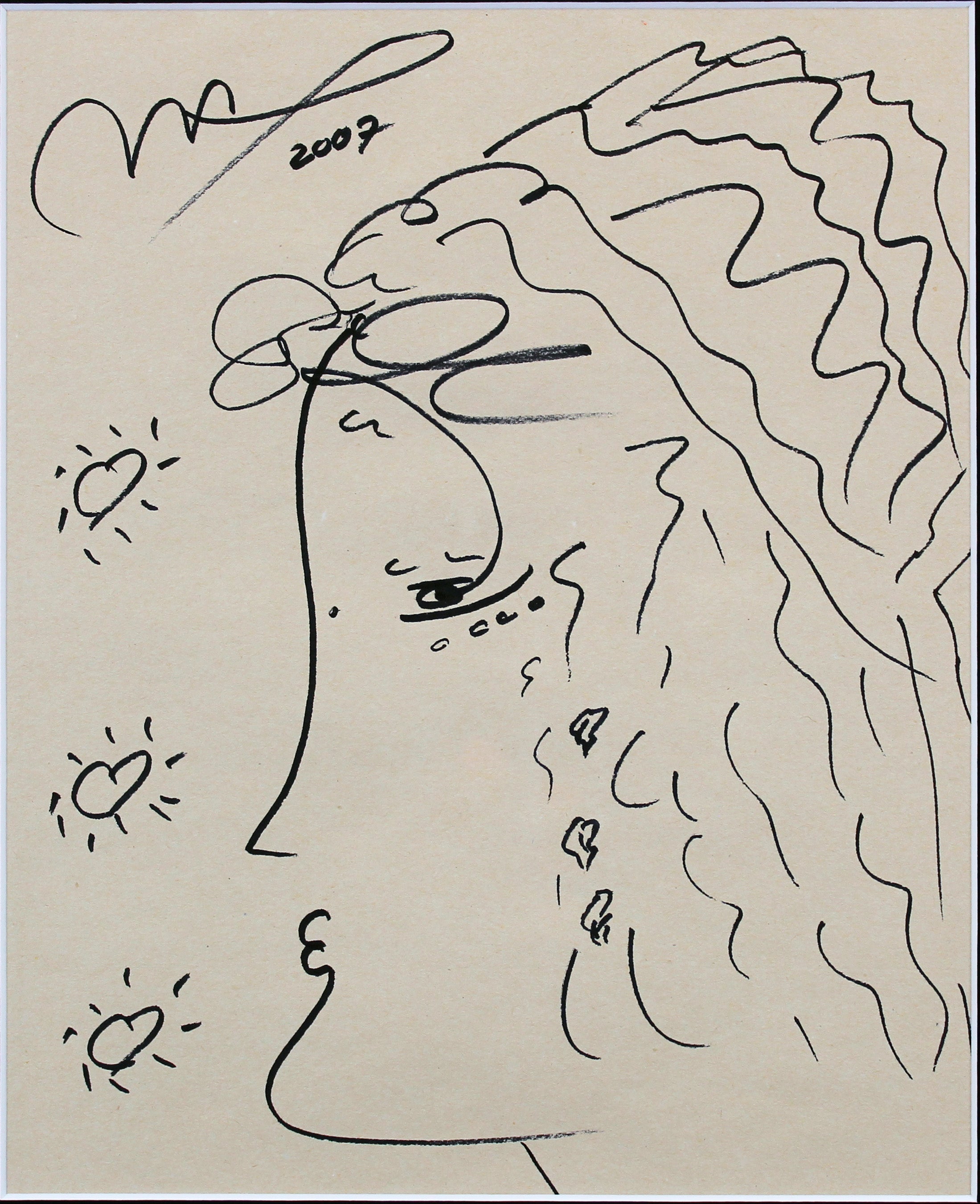 Peter Max "2007" Authentic Signed 8.75x10.75 Sketch Framed Display PSA #V24271
