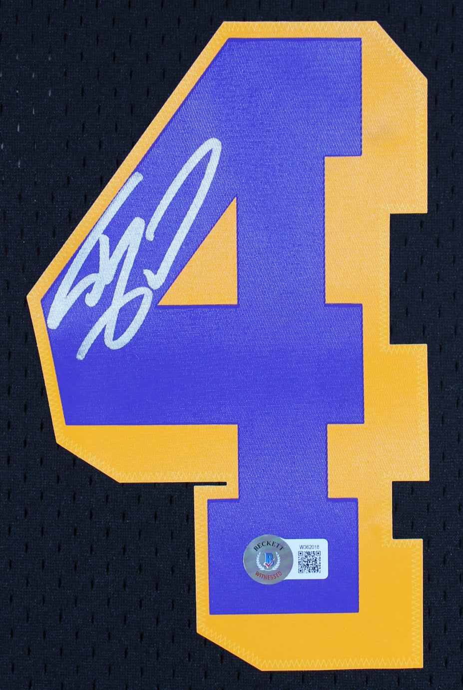 ** HOLIDAY DOORBUSTER ** Lakers Shaquille O'Neal Signed Black M&N 1996-97 HWC Swingman Jersey BAS Witness