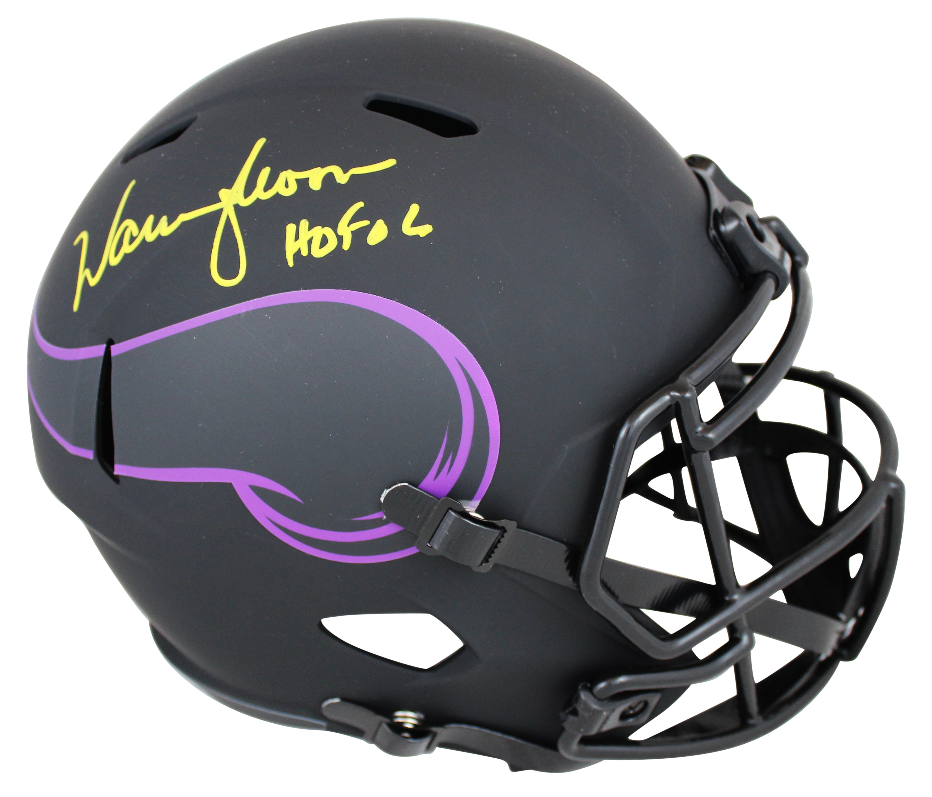 Vikings Warren Moon "HOF 06" Signed Eclipse Full Size Speed Rep Helmet BAS Wit