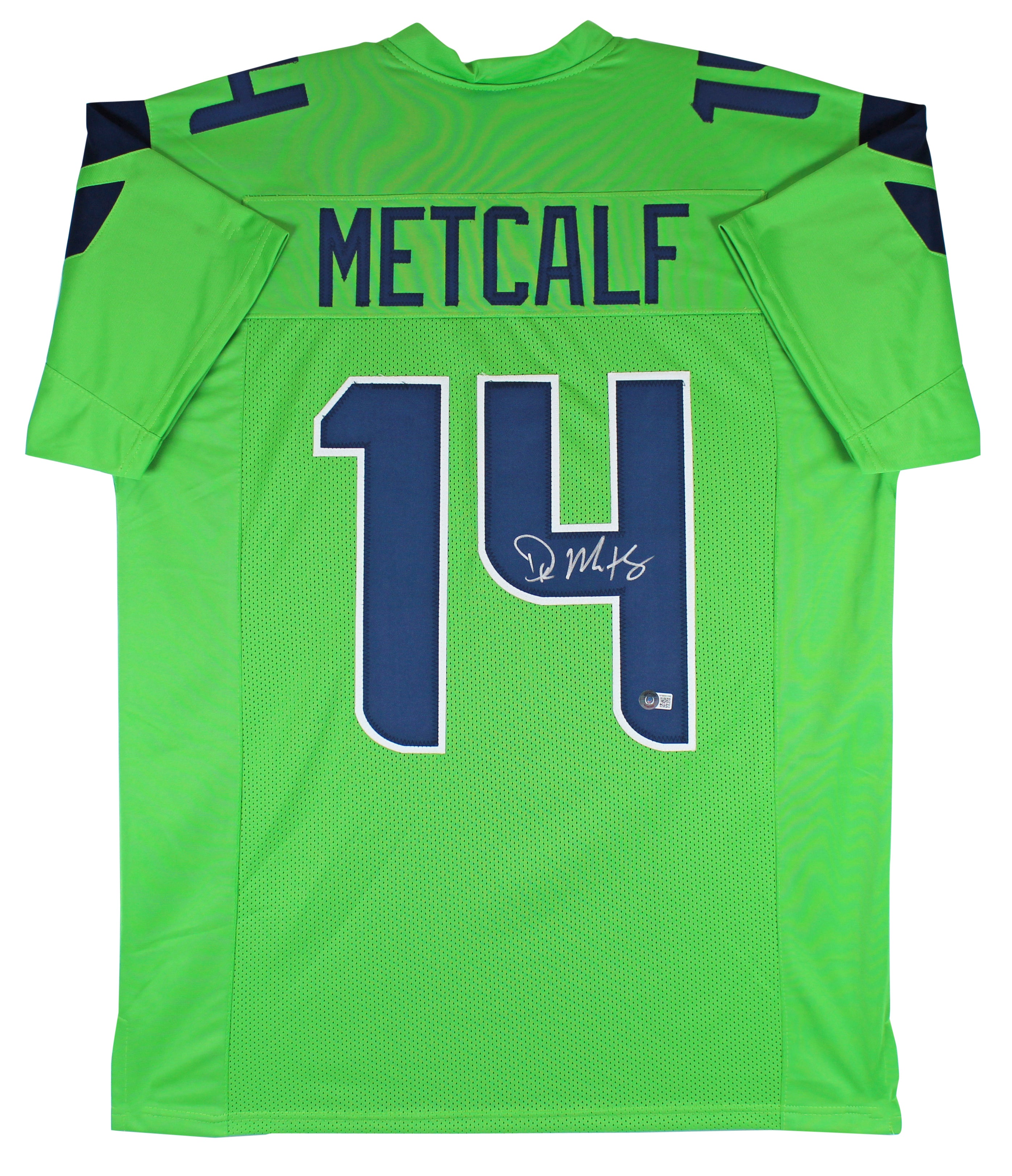 DK Metcalf Authentic Signed Neon Green Pro Style Jersey BAS Witnessed