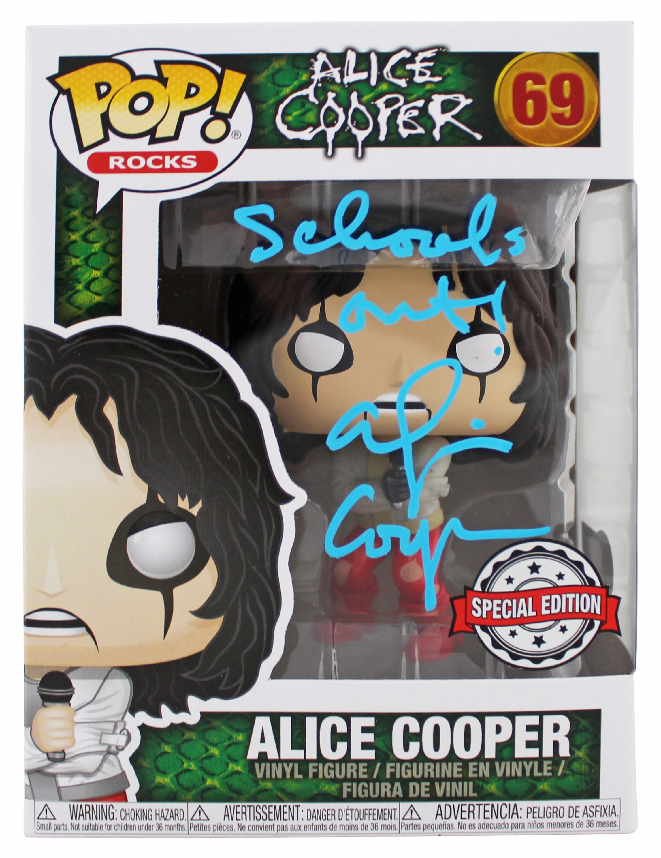 Alice Cooper "Schools Out" !Signed #69 Funko Pop Vinyl Figure BAS Wit #1W793258