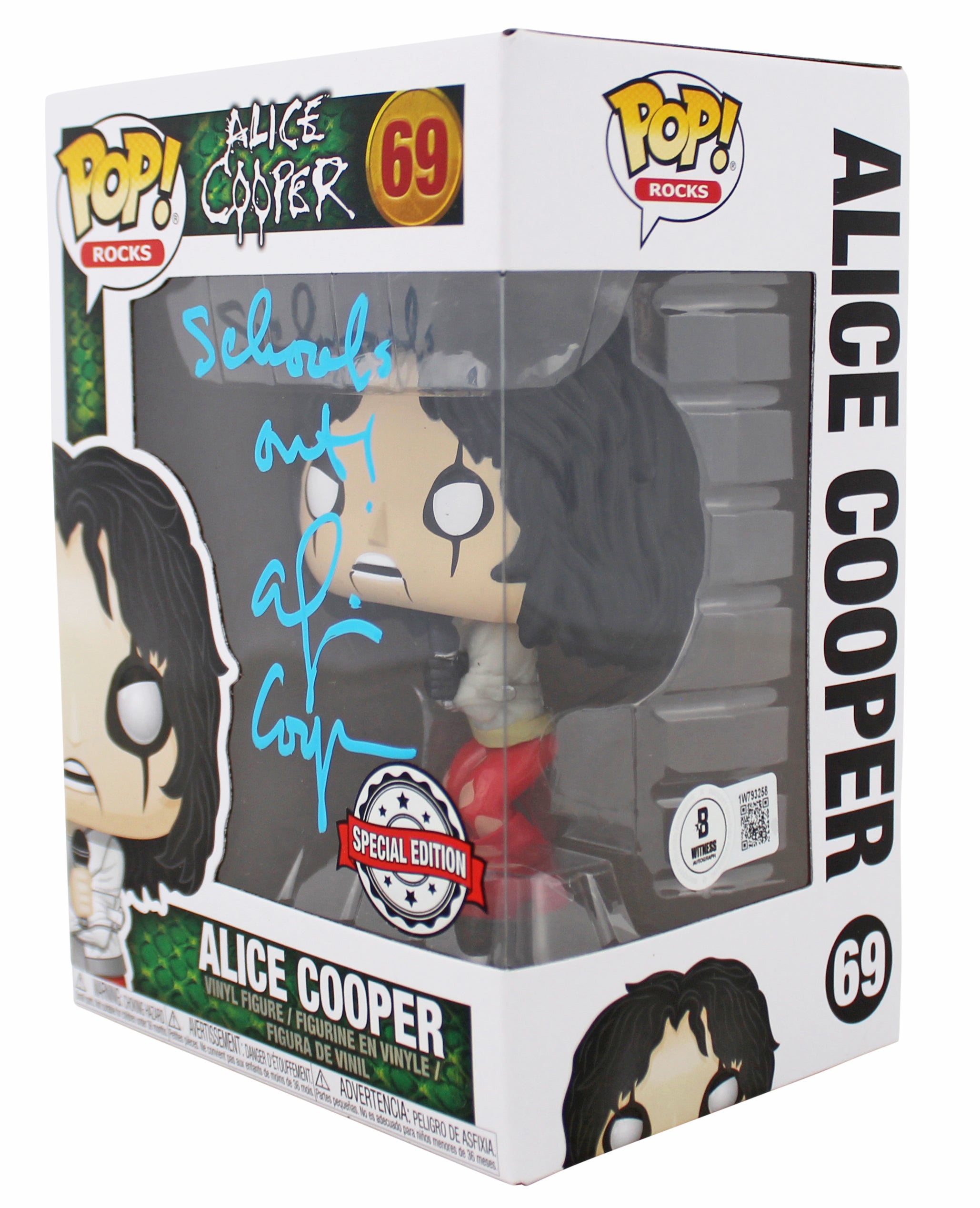 Alice Cooper "Schools Out" !Signed #69 Funko Pop Vinyl Figure BAS Wit #1W793258