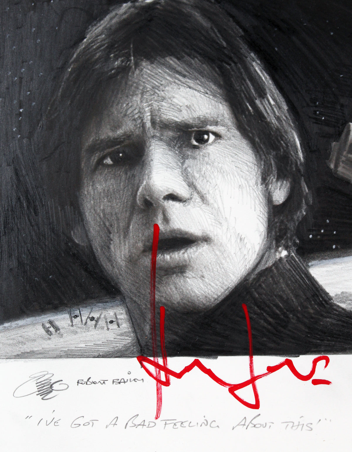 Harrison Ford &  Robert Bailey Star Wars Signed & Framed 1 of 1 Lithograph BAS