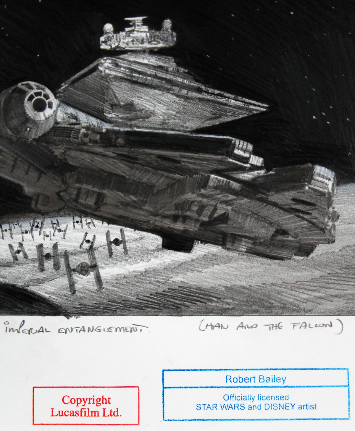 Harrison Ford &  Robert Bailey Star Wars Signed & Framed 1 of 1 Lithograph BAS