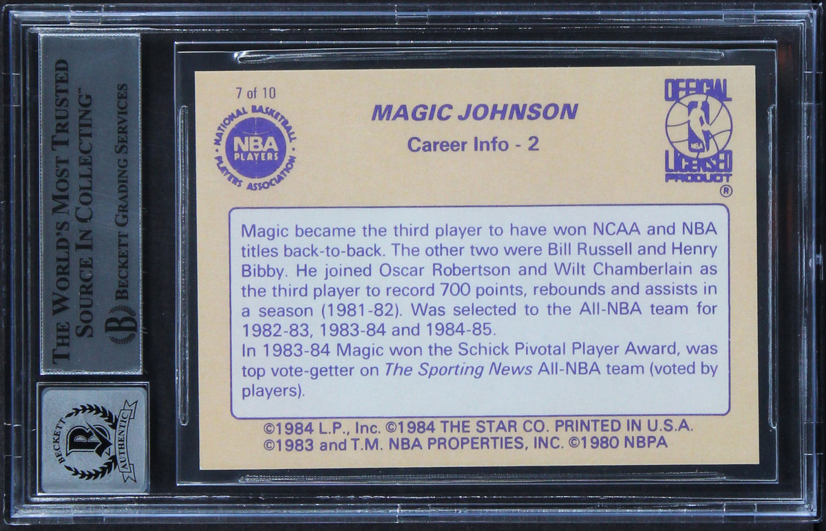 Lakers Magic Johnson Authentic Signed 1986 Star #7 Card Auto 10! BAS Slabbed