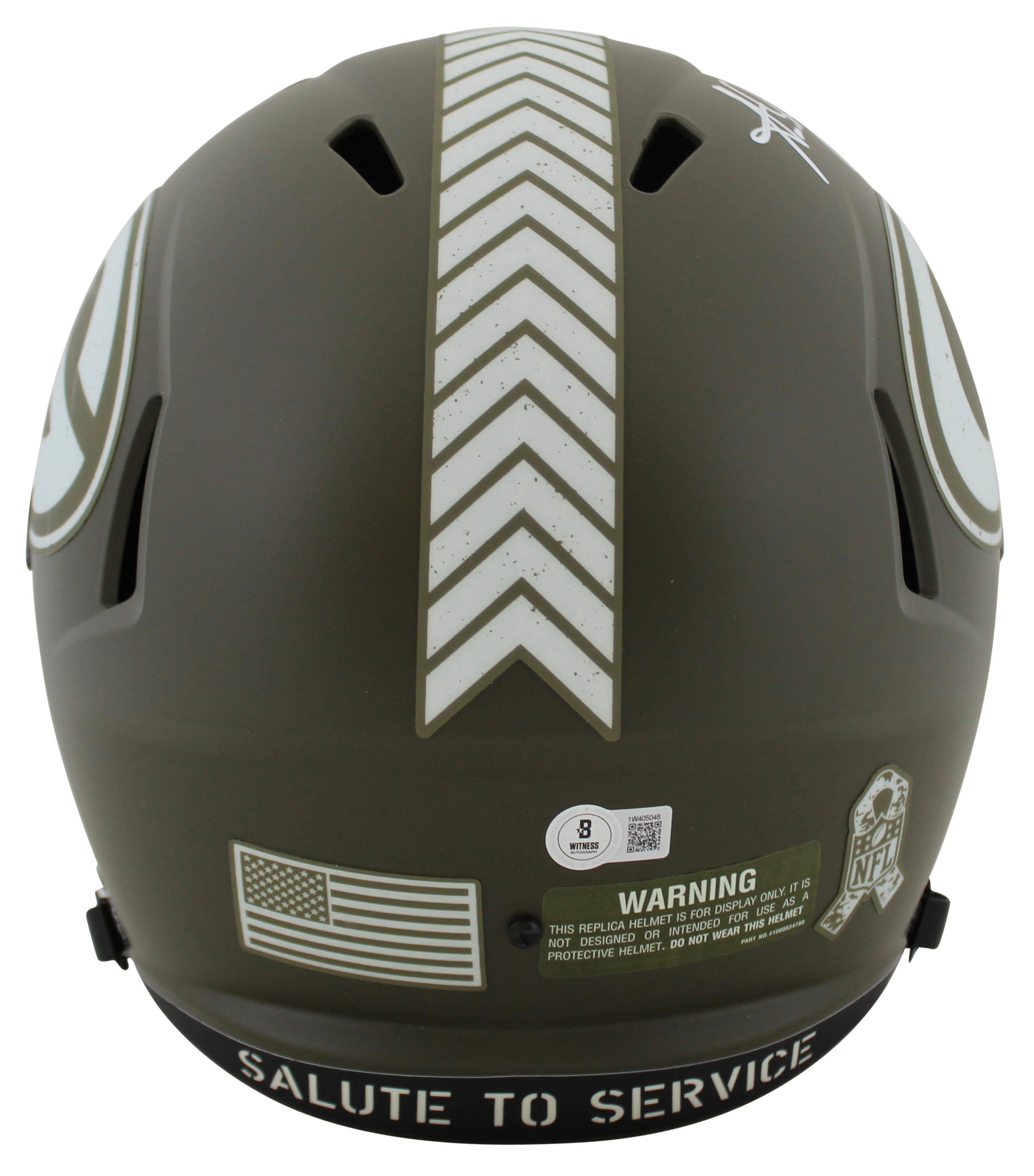Packers Aaron Jones Signed Salute To Service Full Size Speed Rep Helmet BAS Wit