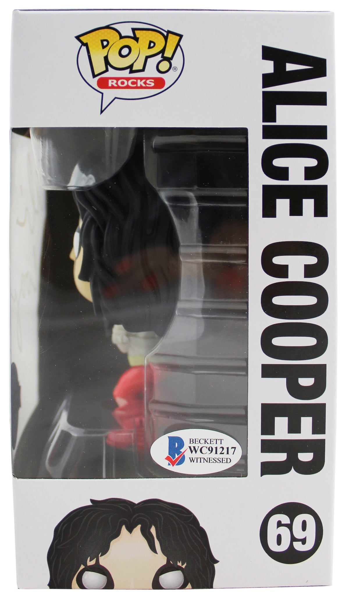 Alice Cooper Signed #69 Funko Pop Vinyl Figure w/ White Sig BAS Witnessed
