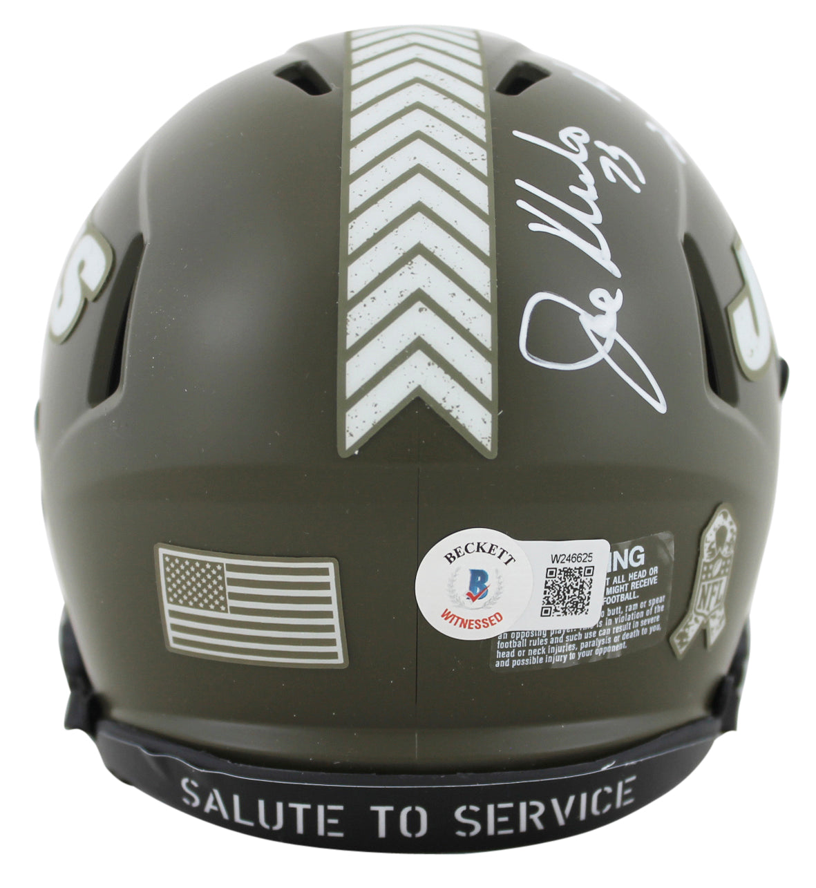 Jets Joe Klecko "HOF 2023" Signed Salute To Service Speed Mini Helmet BAS Wit