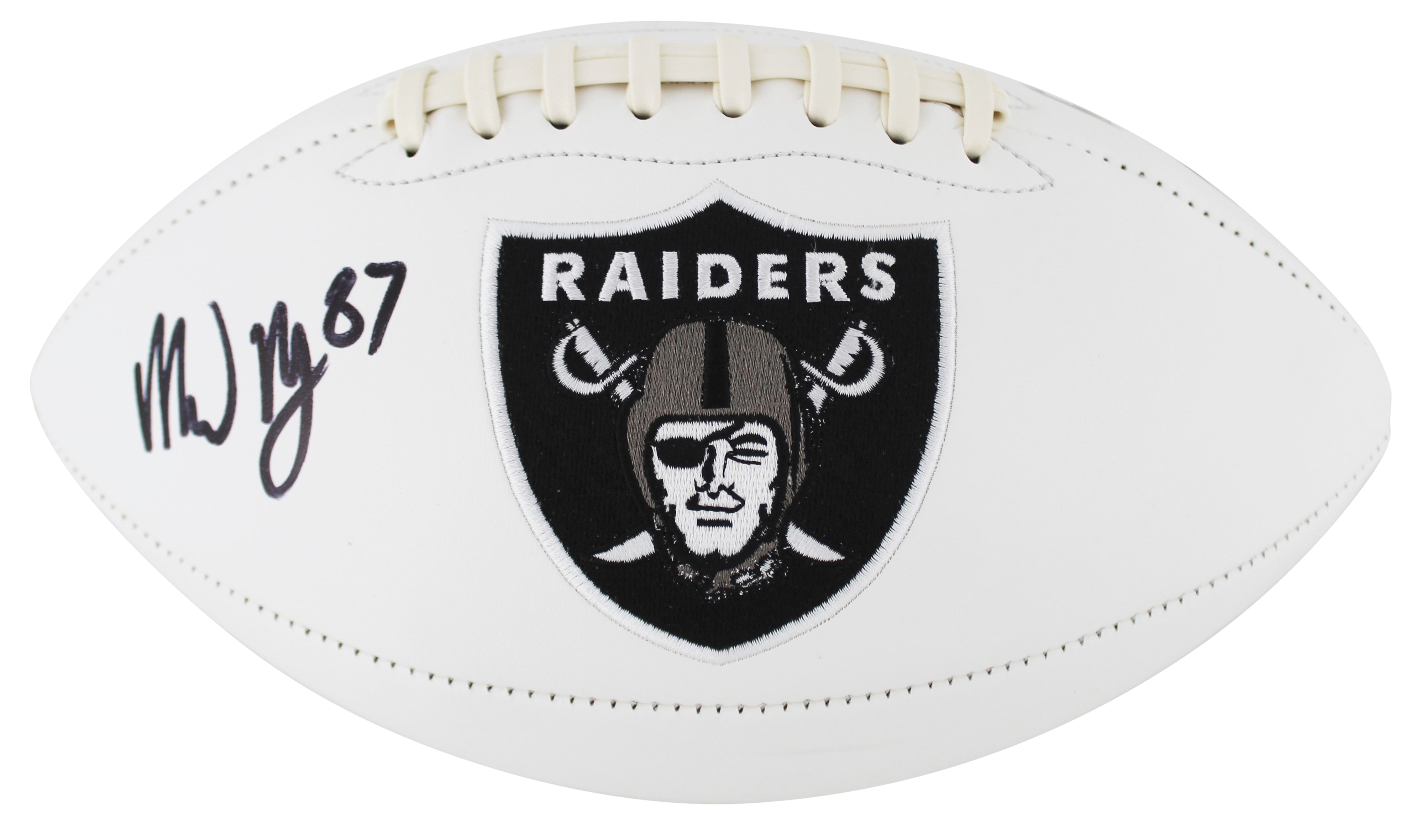 Raiders Michael Mayer Signed Rawlings White Panel Logo Football BAS Witnessed