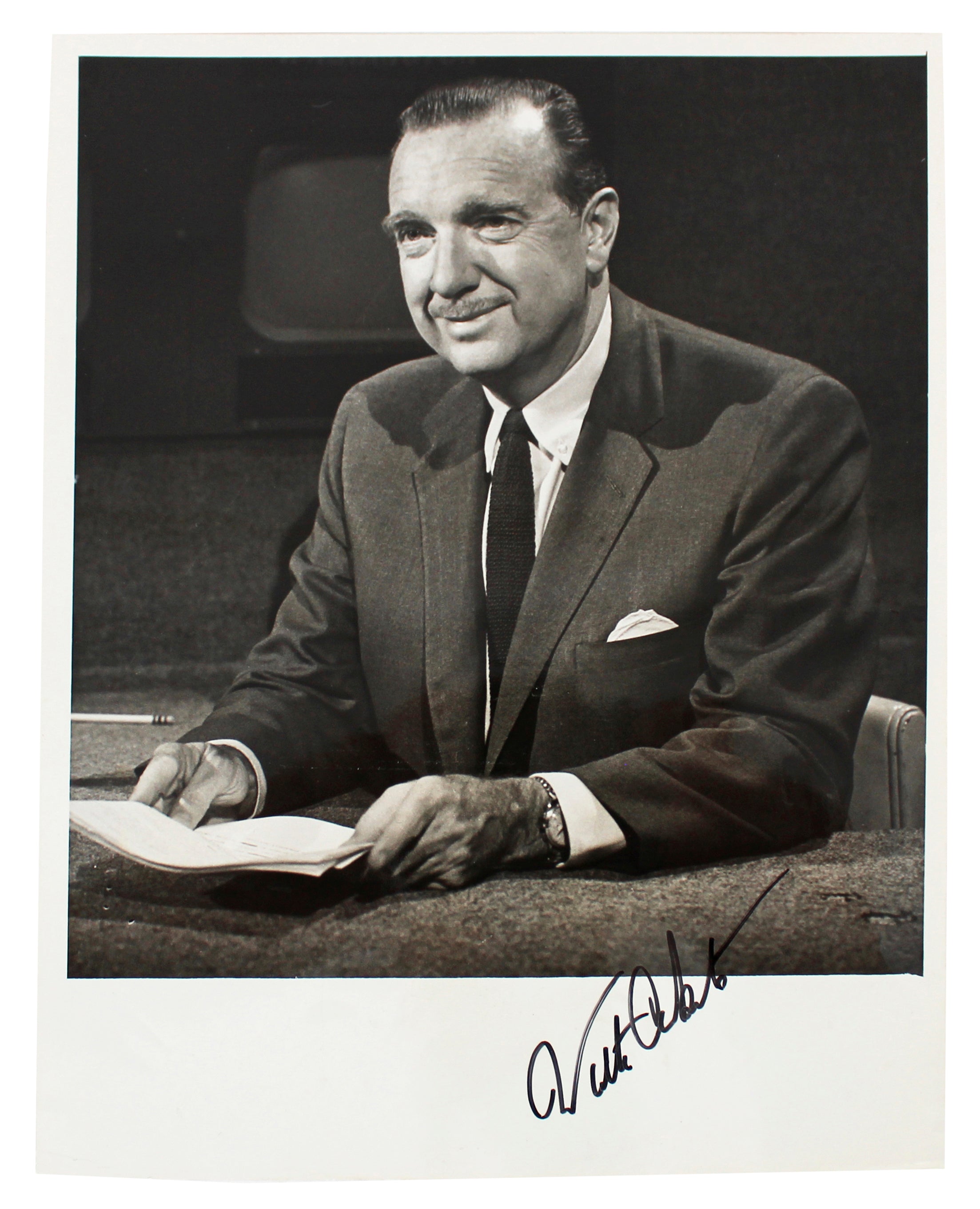 Walter Cronkite CBS News Authentic Signed Black & White 7x9 Photo BAS #AC33532