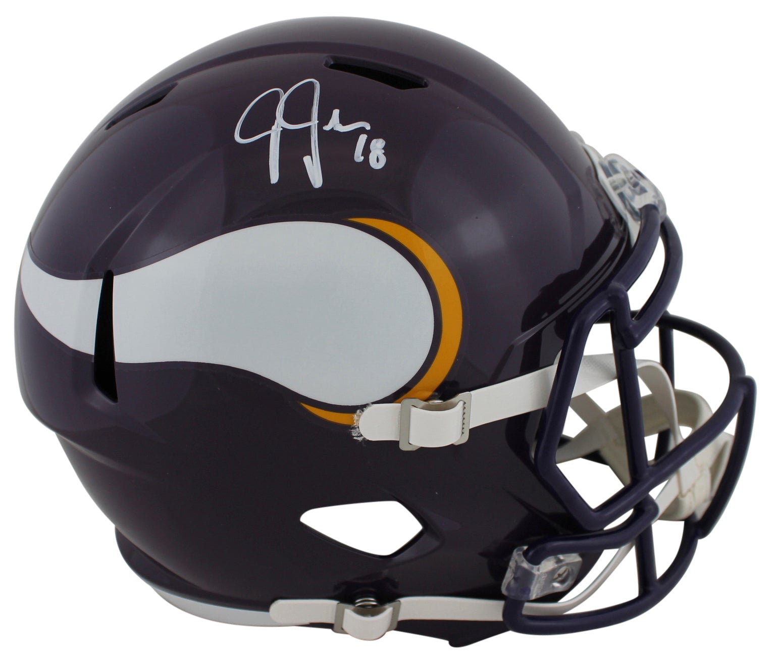 Vikings Justin Jefferson Signed 83-01 TB Full Size Speed Rep Helmet BAS Witness
