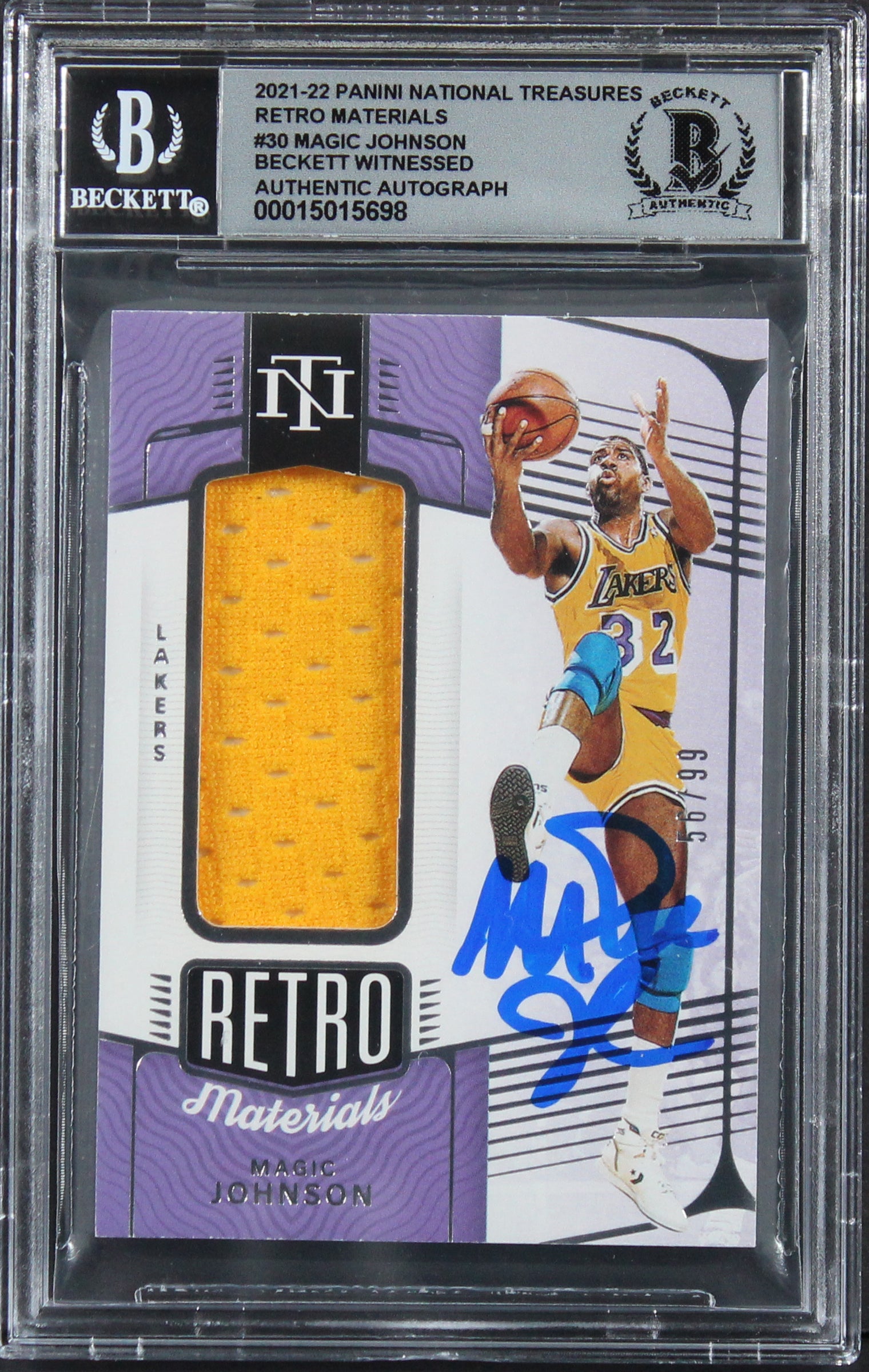 Magic Johnson Signed 2021 Panini Nat Treasures Retro #30 Card Auto 10! BAS Slab