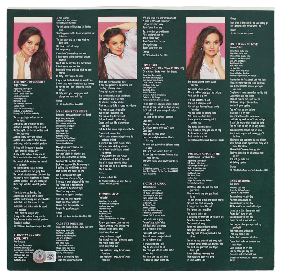Crystal Gale "Jason, Love" Authentic Signed Album Sleeve BAS #BG90689