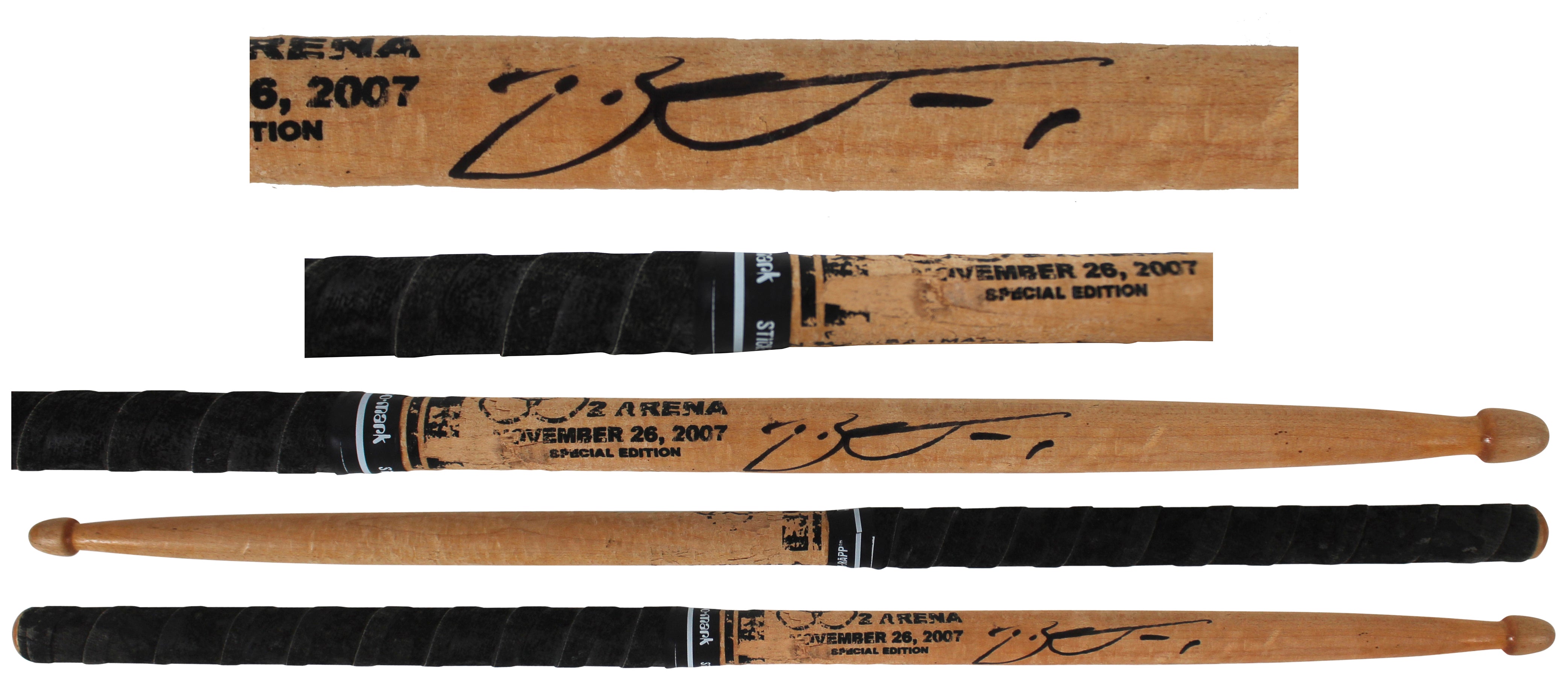 Jason Bonham Led Zeppelin Signed 12/10/2007 O2 Arena Stage Used Drumstick BAS