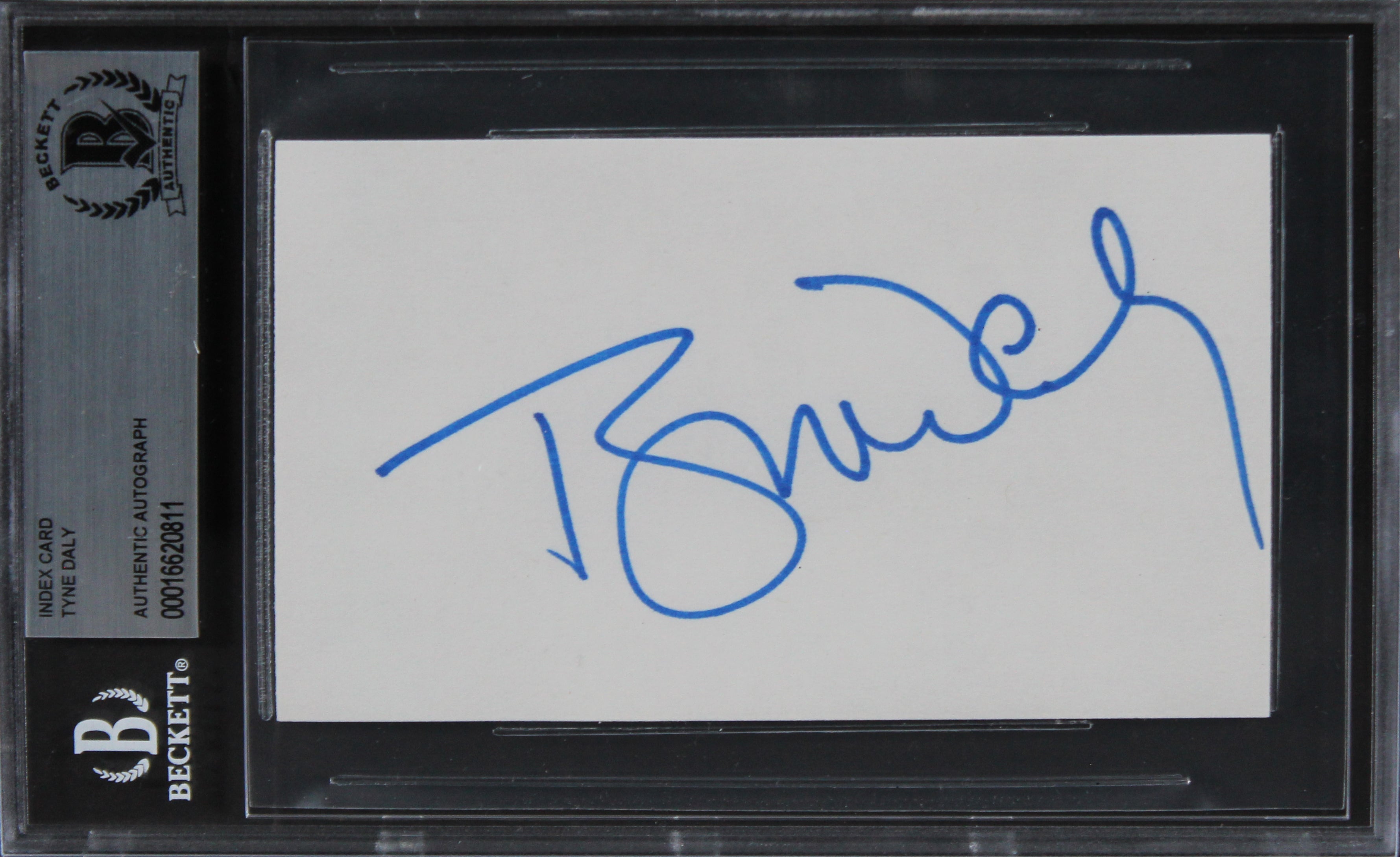 Tyne Daly Cagney & Lacey Authentic Signed 3x5 Index Card Autographed BAS Slabbed