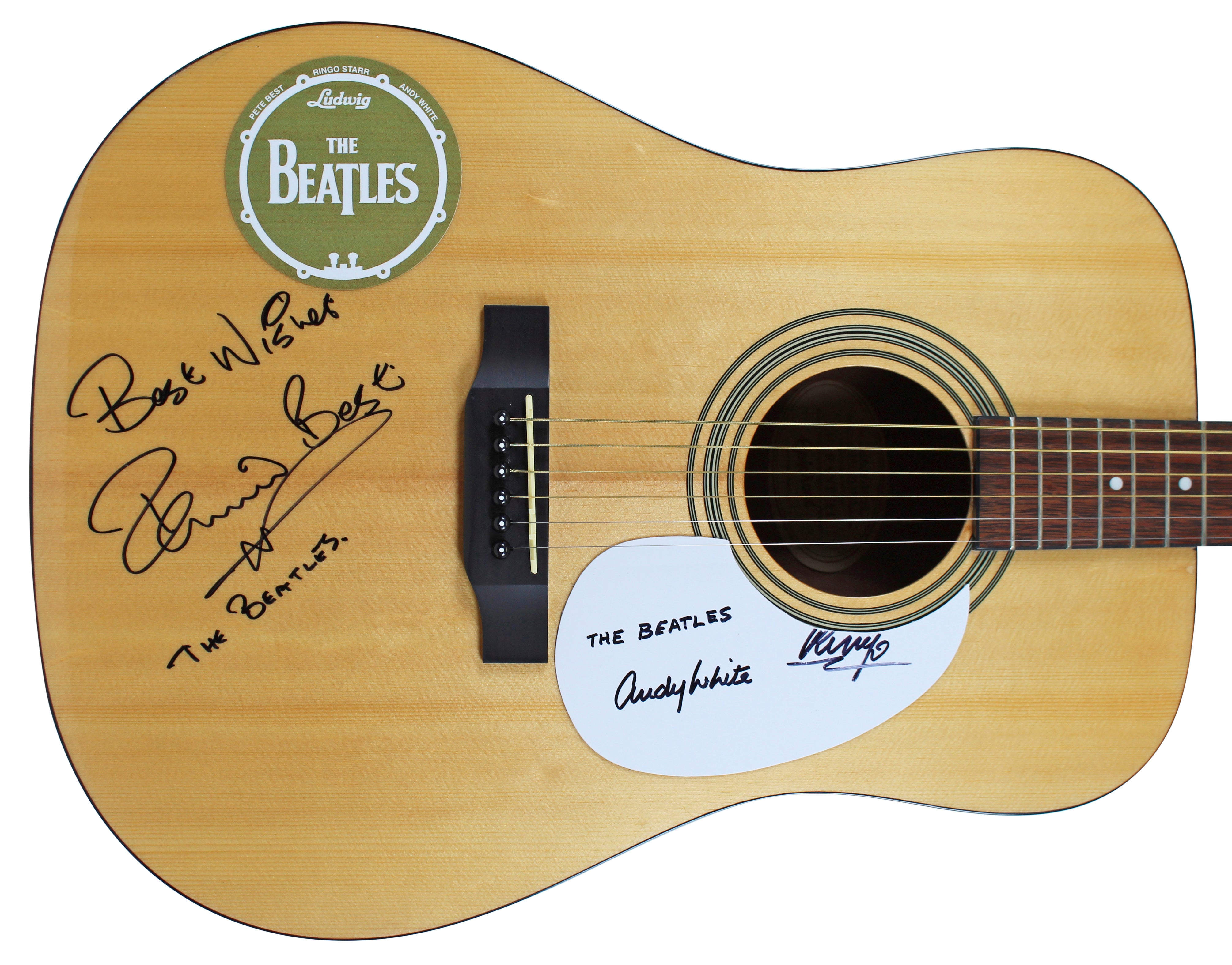 Beatles Drummers (3) Starr, Best & White Signed Epiphone Acoustic Guitar BAS JSA