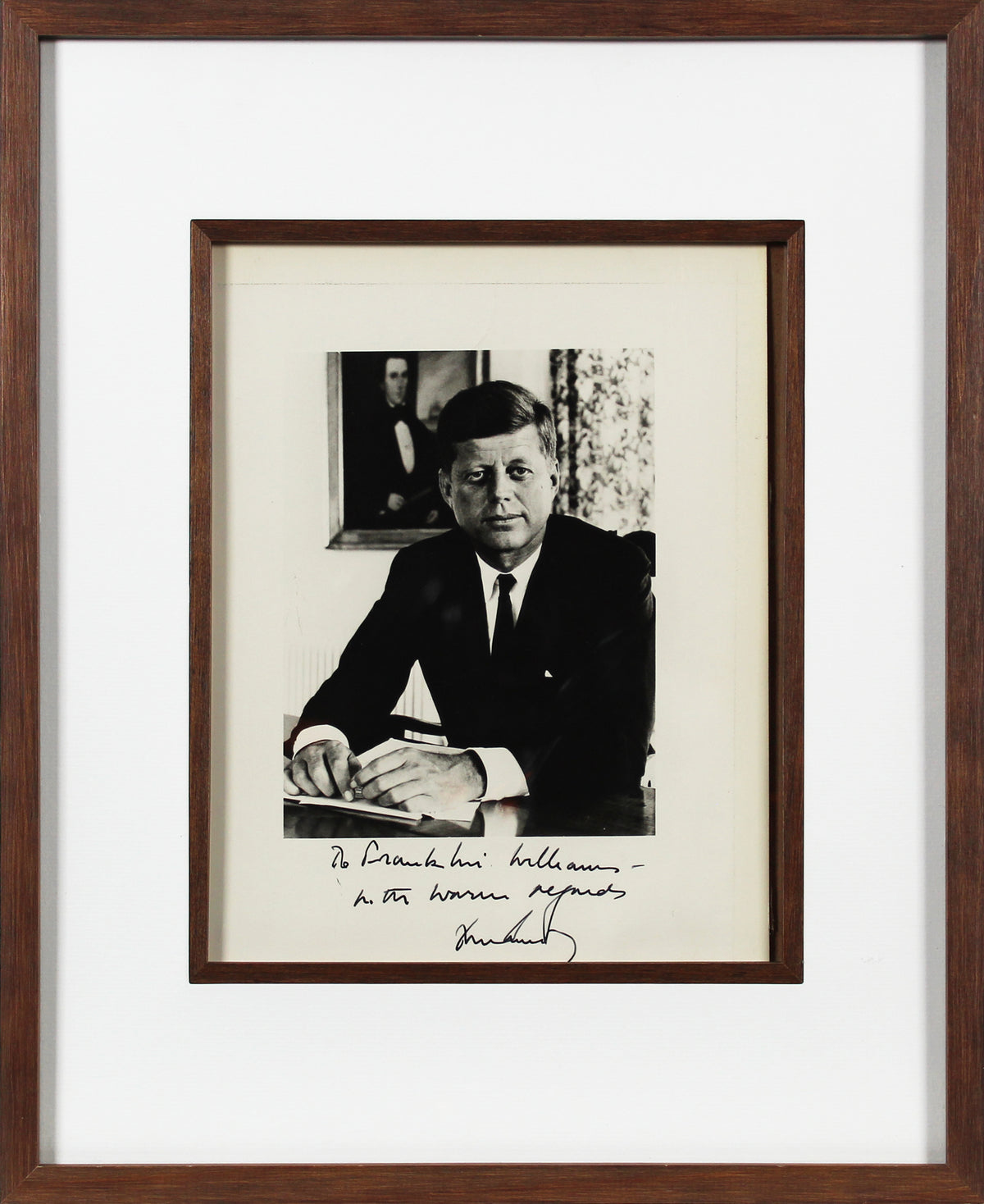 John F. Kennedy "With Warm Regards"  Signed 8x10 Framed B&W Photo BAS #AC33540