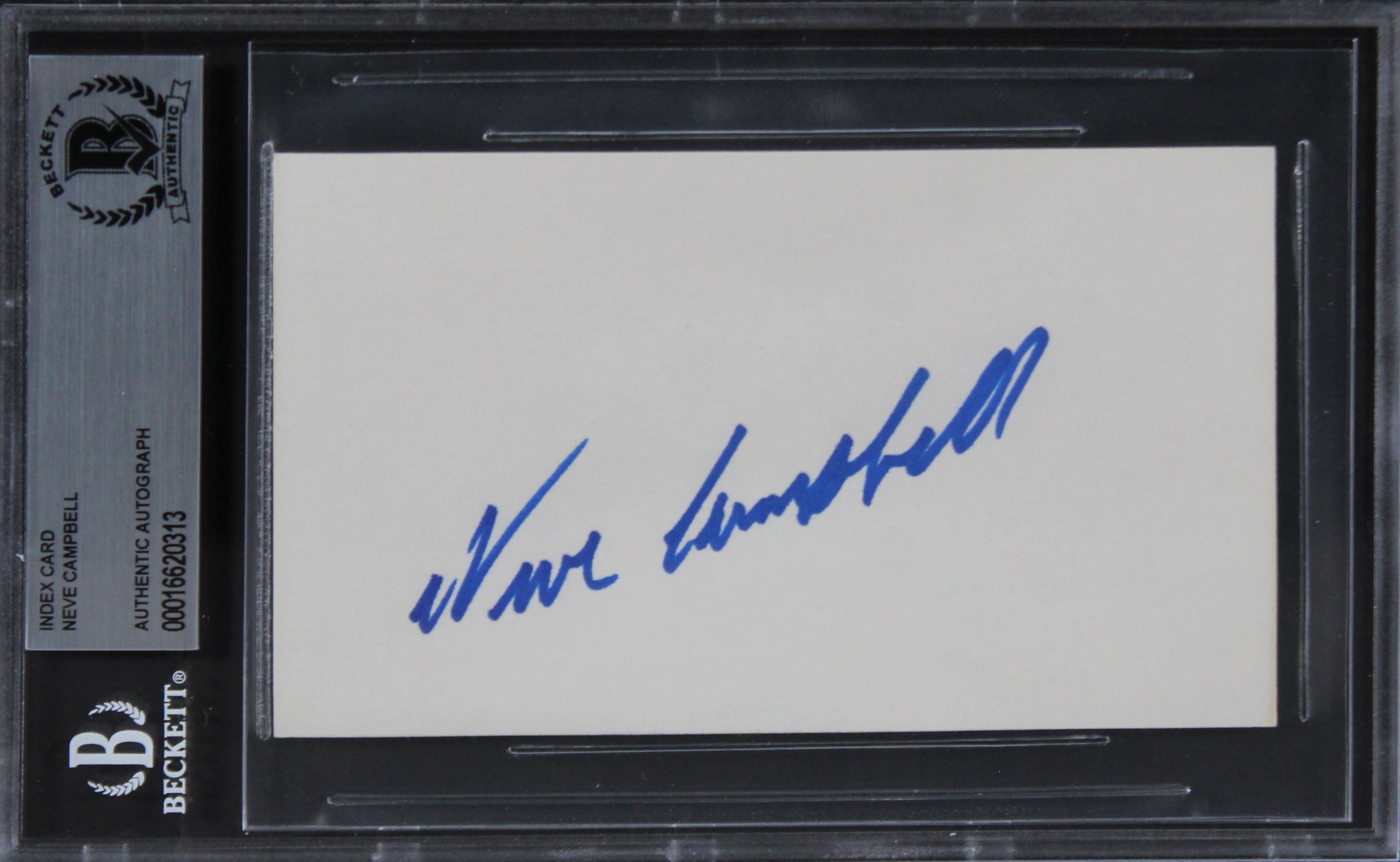 Neve Campbell Scream Authentic Signed 3x5 Index Card Autographed BAS Slabbed