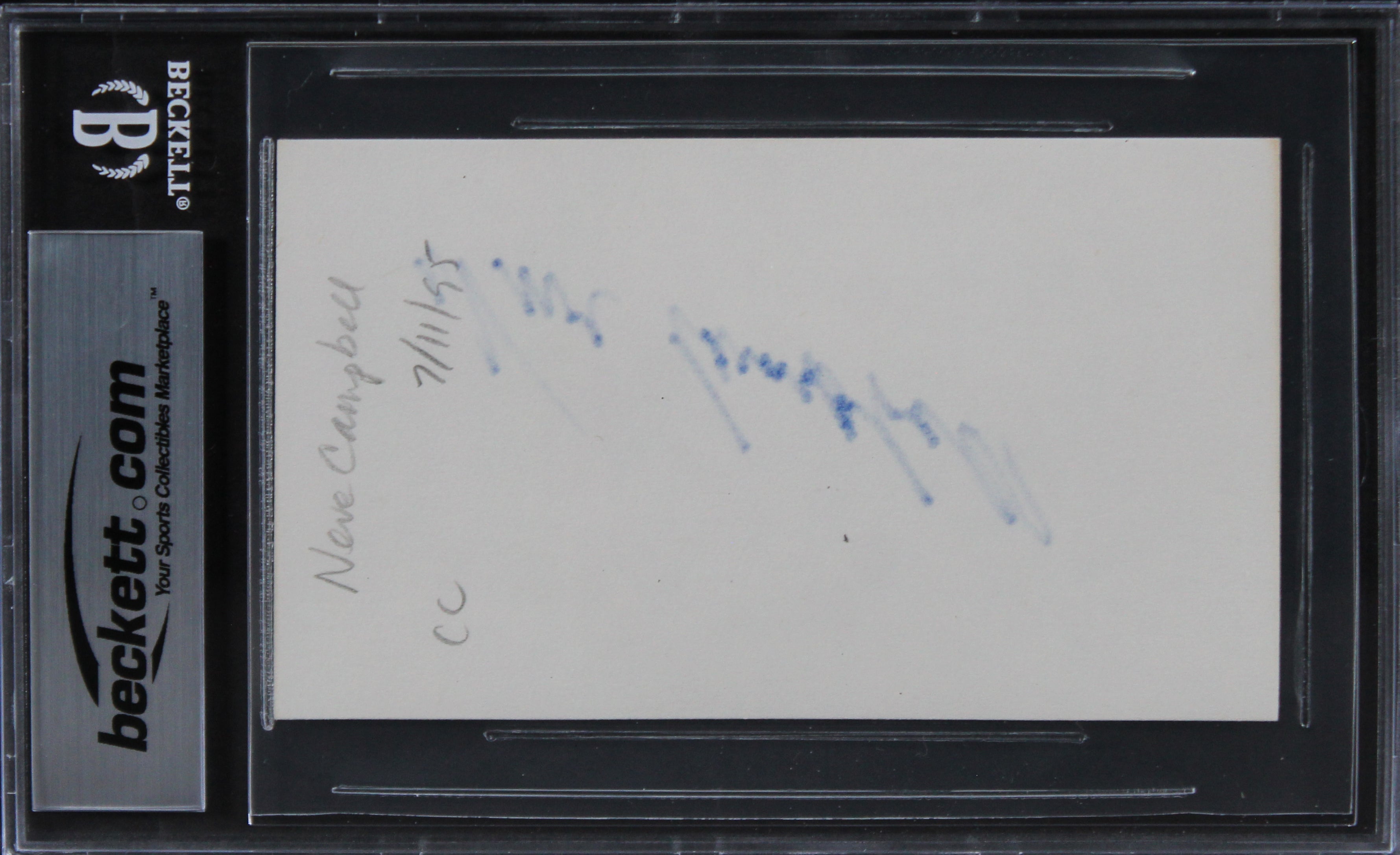 Neve Campbell Scream Authentic Signed 3x5 Index Card Autographed BAS Slabbed