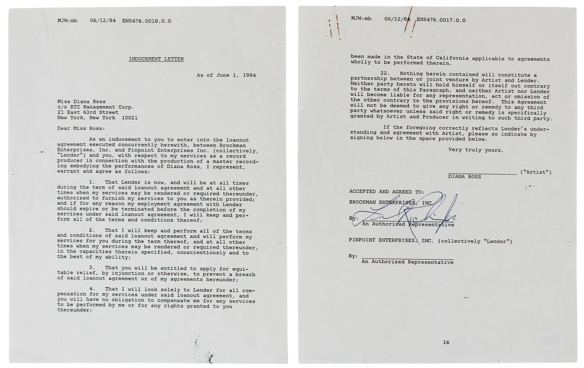 Lionel Richie Signed 2 Page 8.5x11 1984 Producer Contract Album PSA/DNA #AA62657
