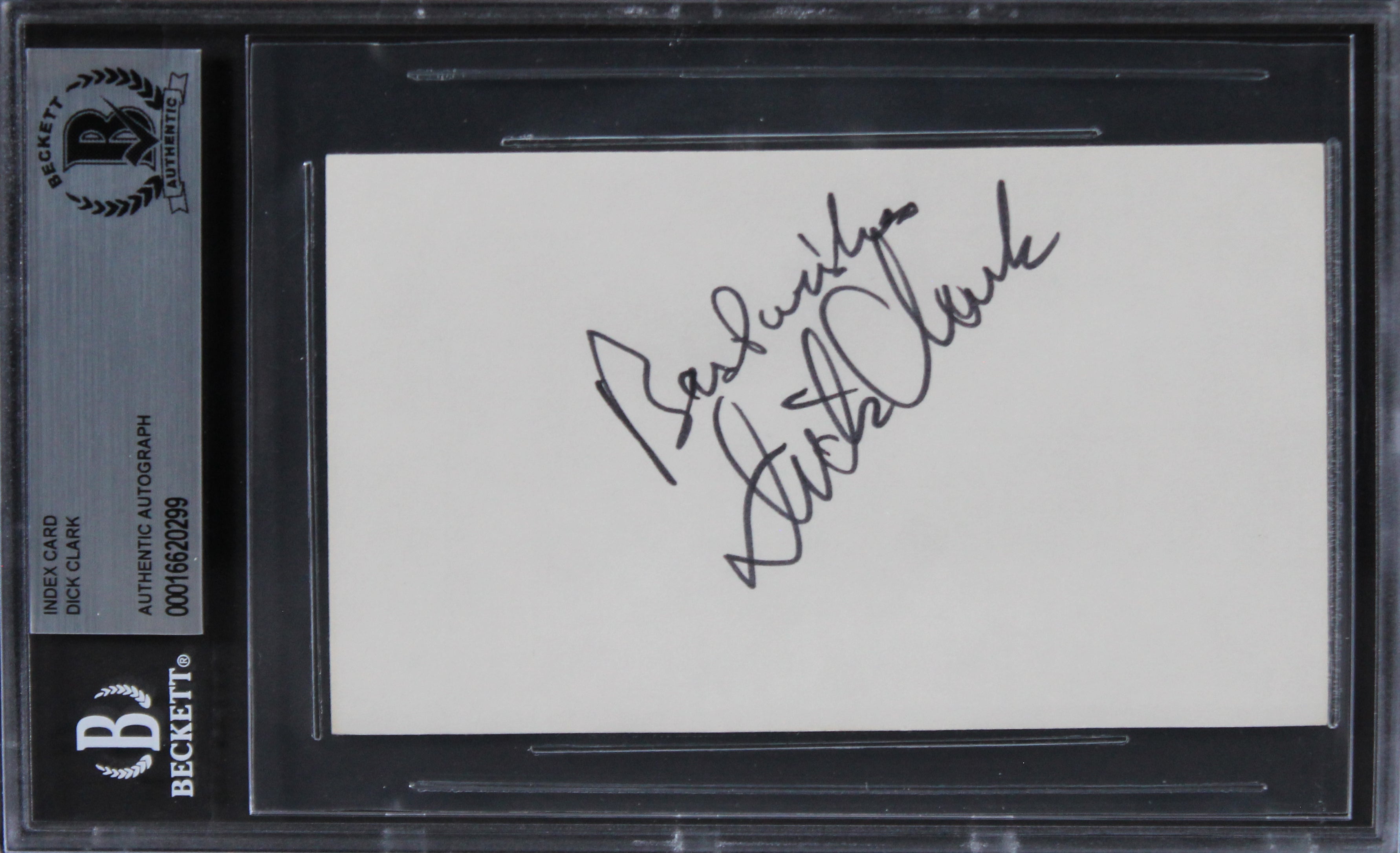Dick Clark American Bandstand "Best Wishes" Signed 3x5 Index Card BAS Slabbed