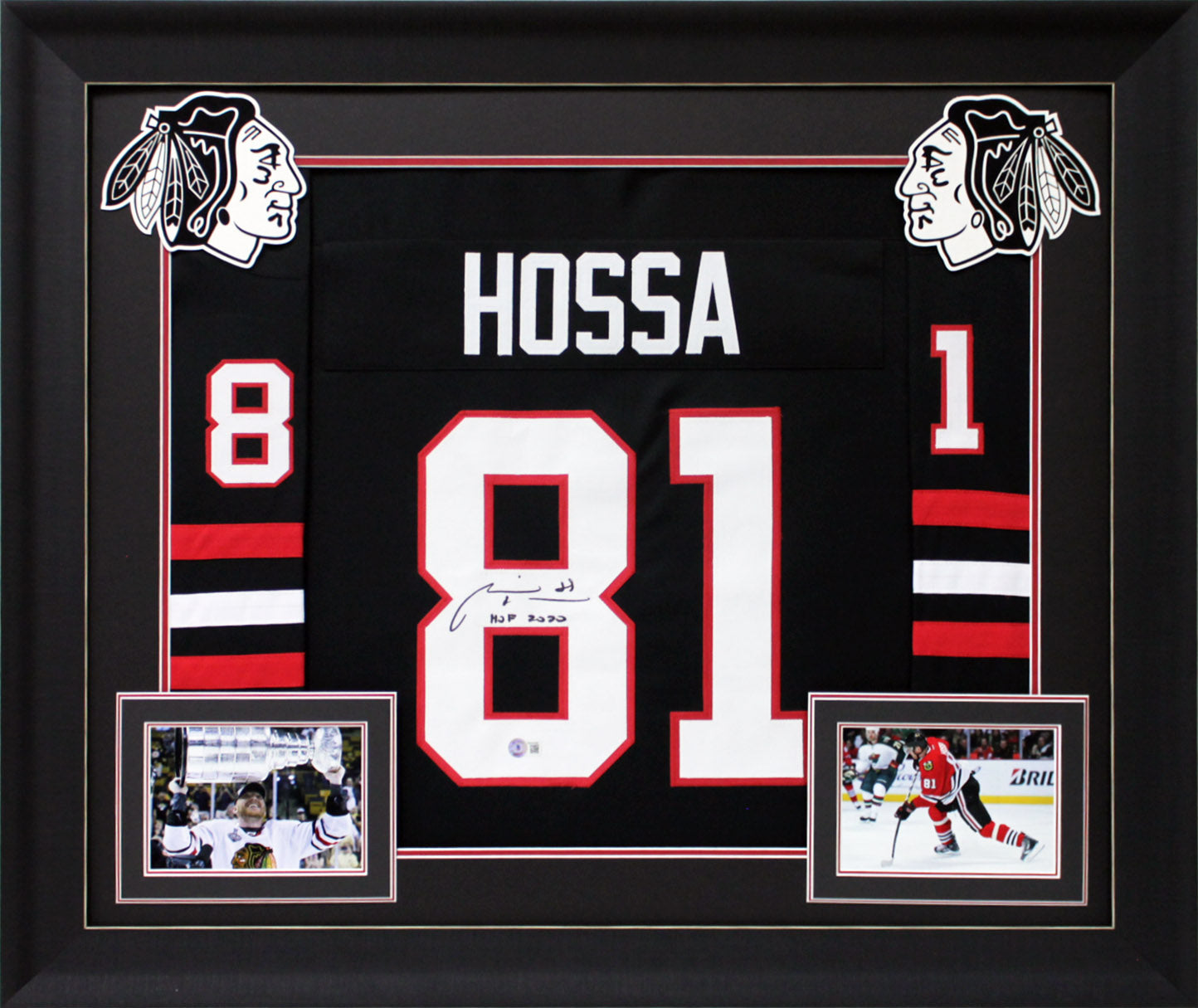 Marian Hossa "HOF 2020" Authentic Signed Black Pro Style Framed Jersey BAS Wit