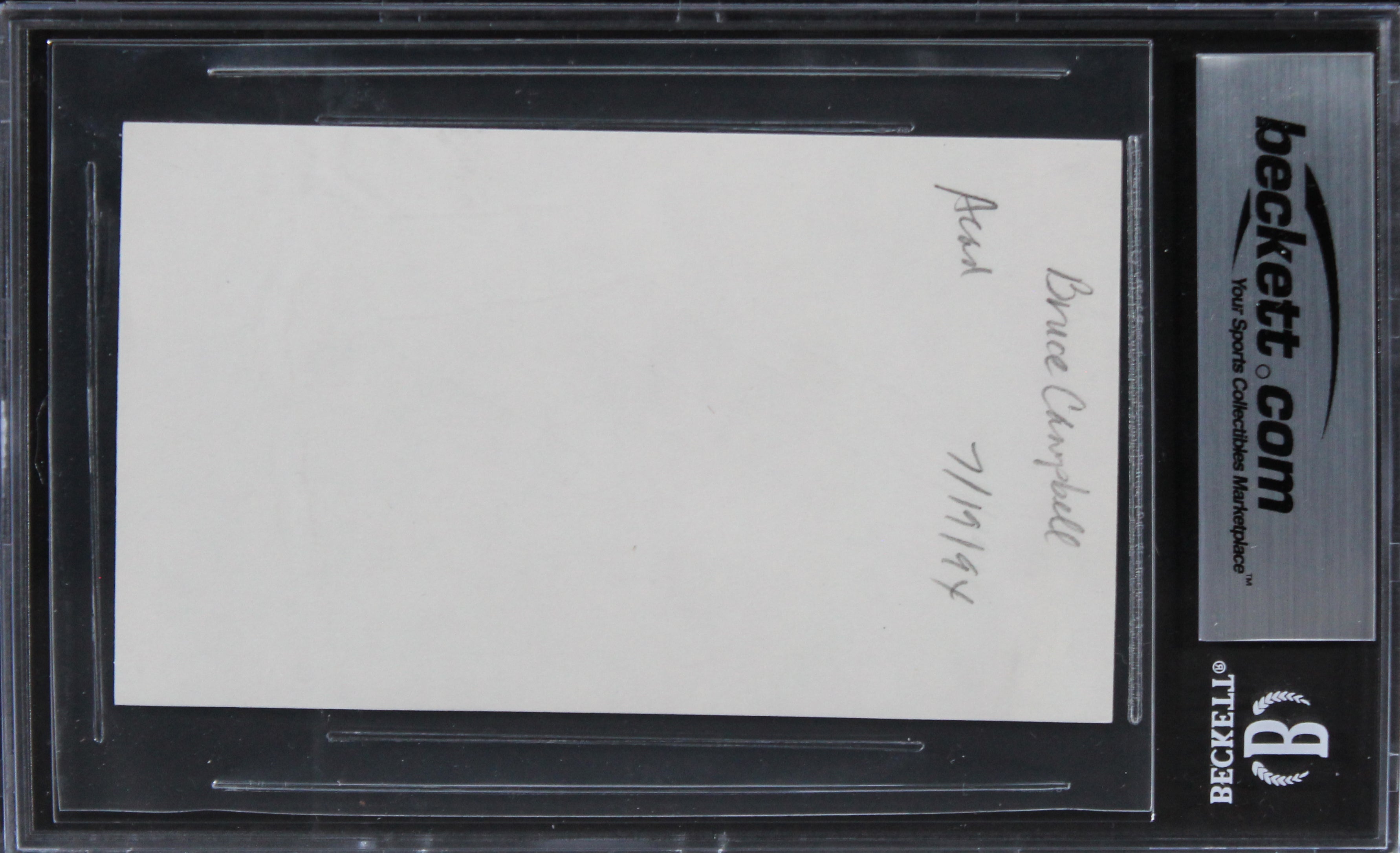 Bruce Campbell The Evil Dead Authentic Signed 3x5 Index Card BAS Slabbed