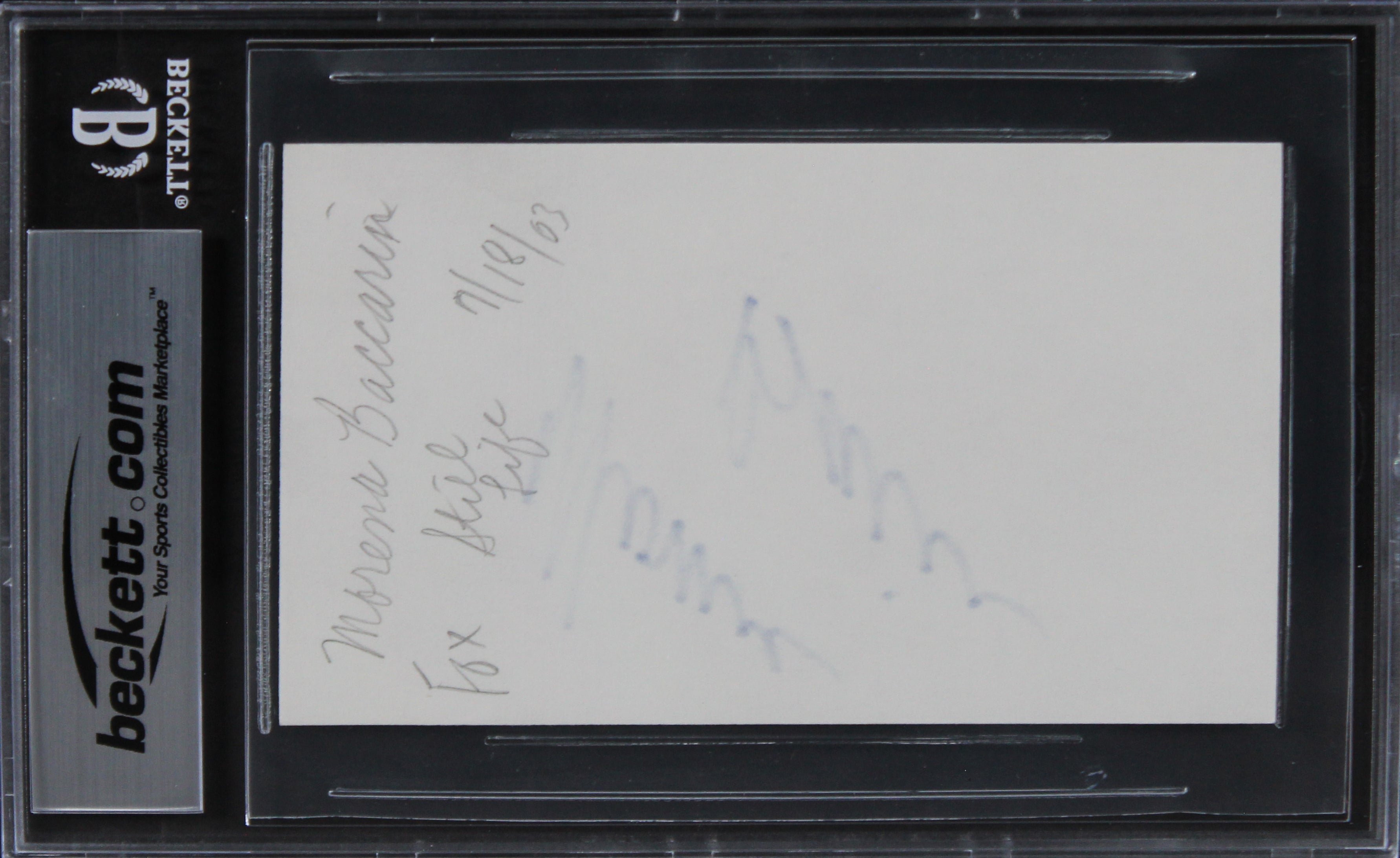 Morena Baccarin Firefly Authentic Signed 3x5 Index Card Autographed BAS Slabbed