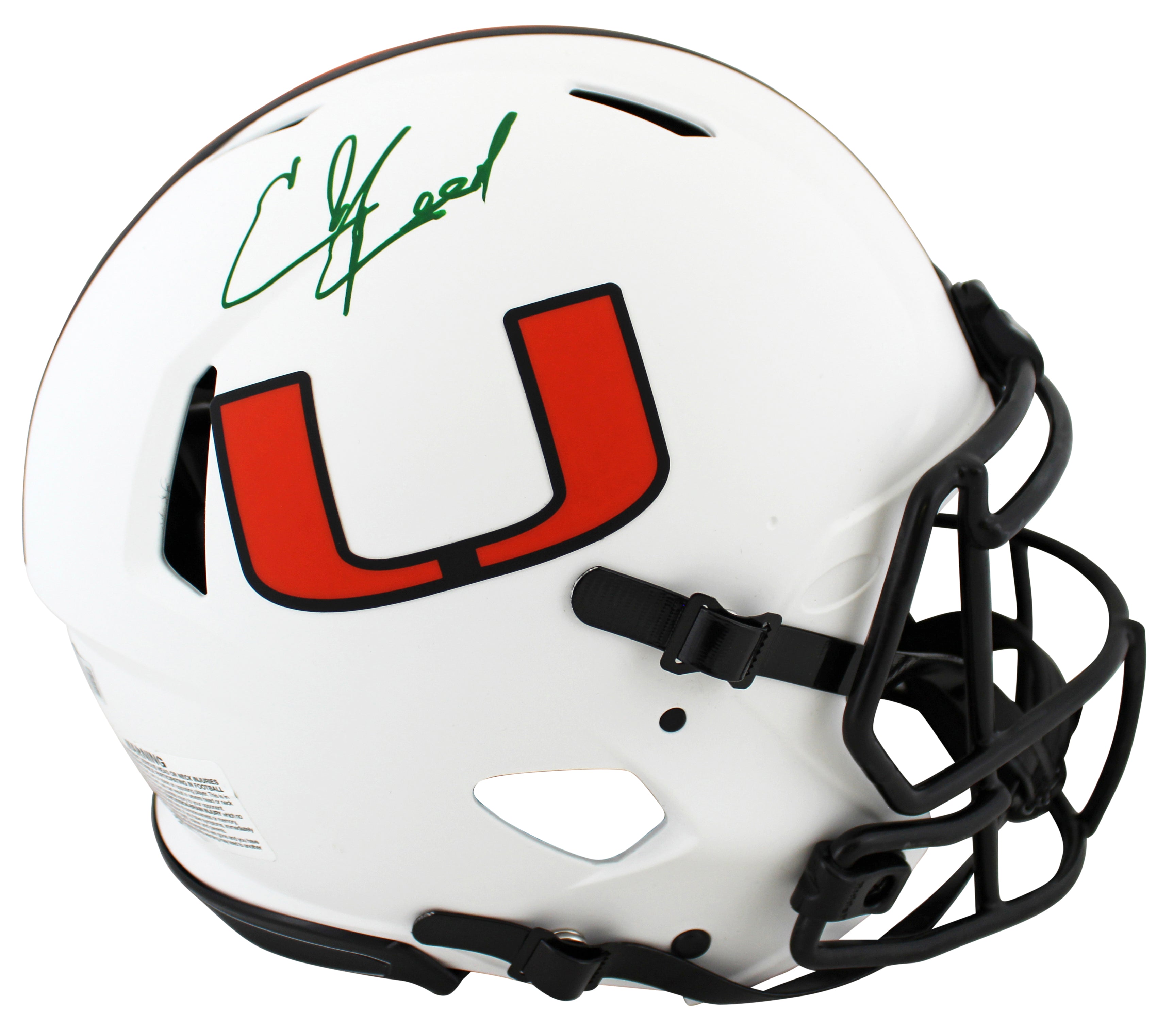 Miami Ed Reed Authentic Signed Lunar Full Size Speed Proline Helmet BAS Witness