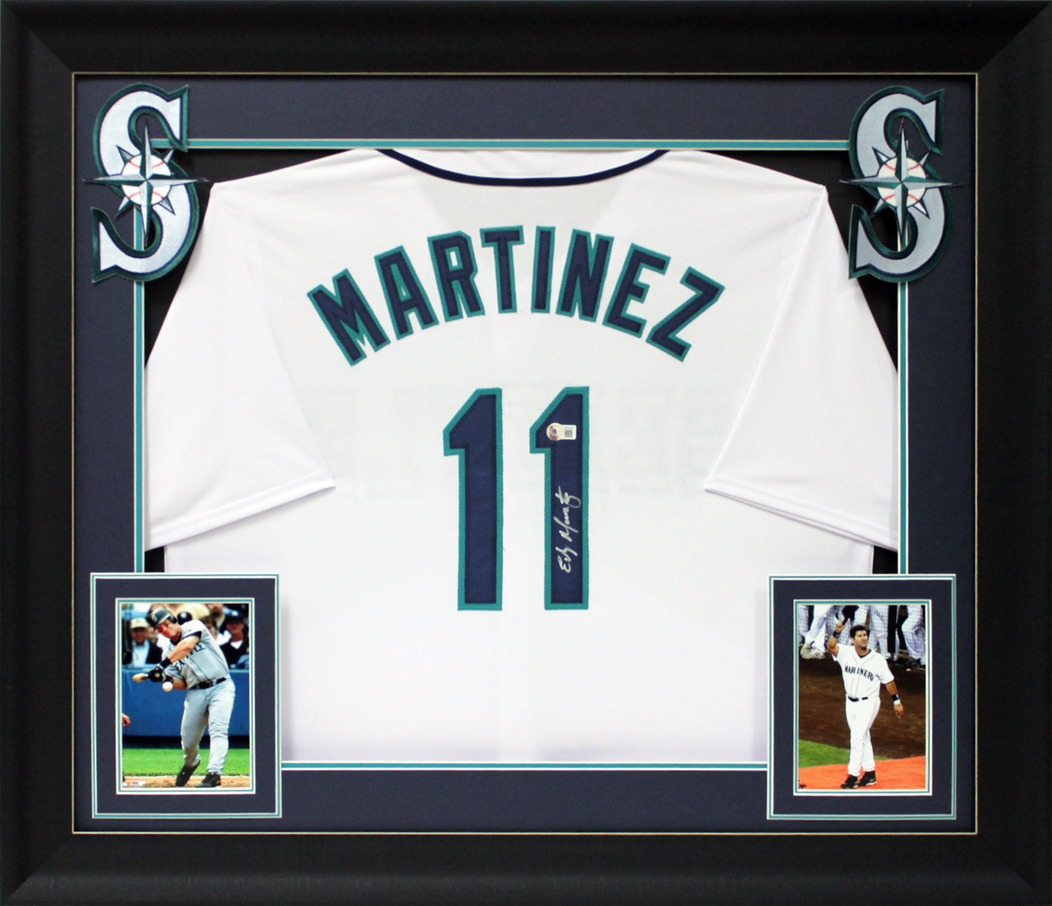 Edgar Martinez Authentic Signed White Pro Style Framed Jersey BAS Witnessed