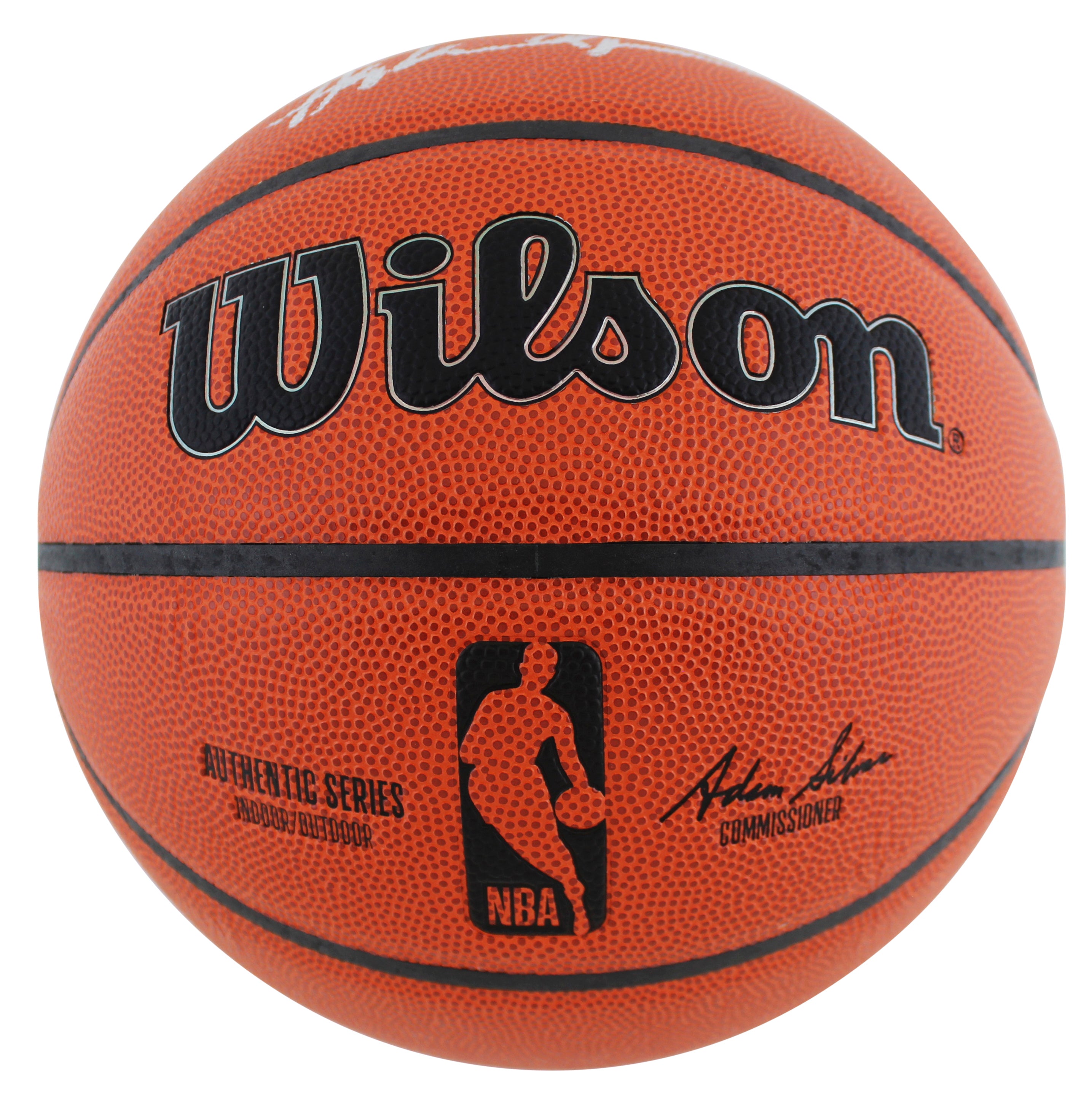 Hakeem Olajuwon & Clyde Drexler Signed Wilson Basketball w/ Silver Sig BAS Wit