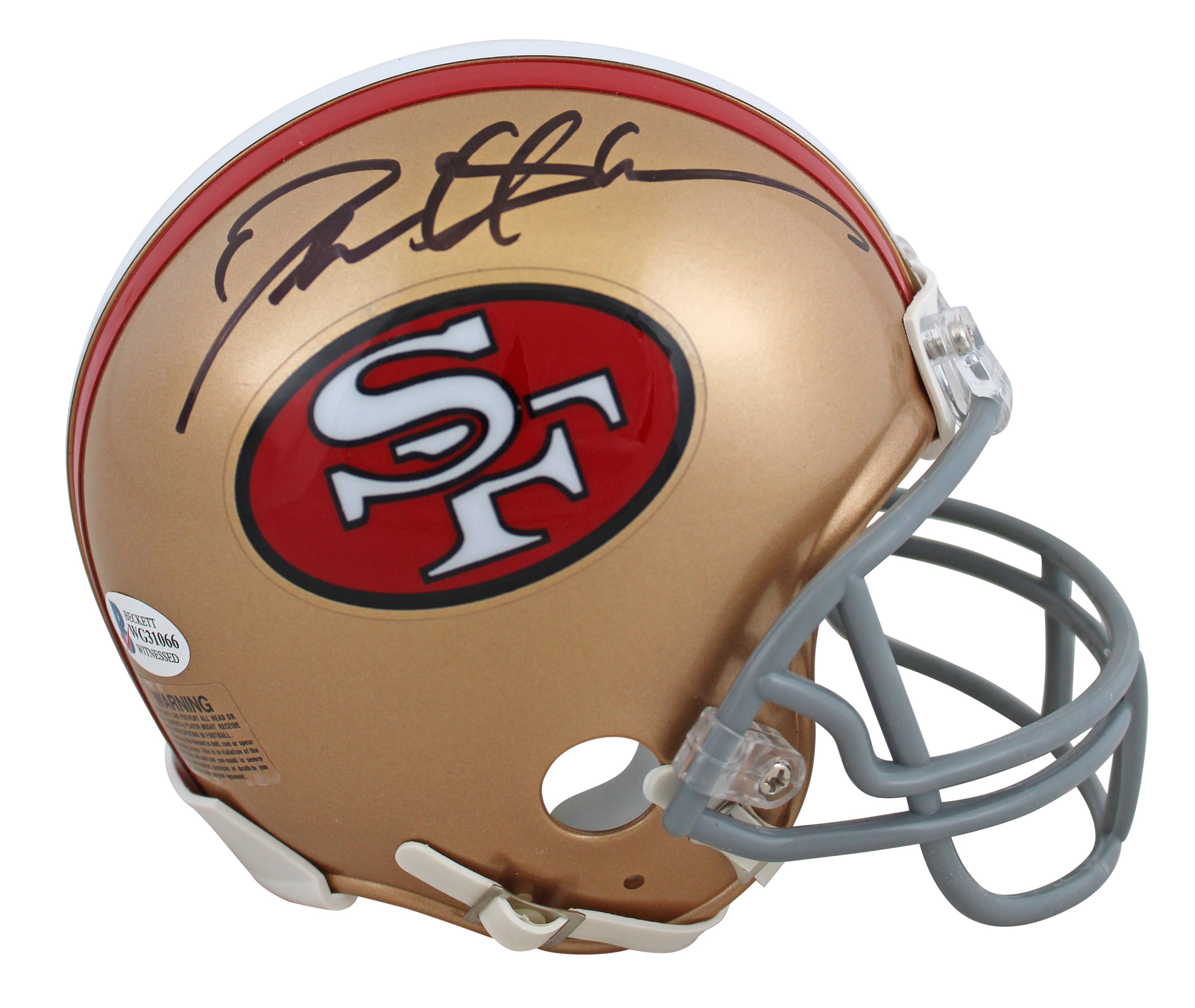 49ers Deion Sanders Authentic Signed 64-95 Throwback Rep Mini Helmet BAS Witness