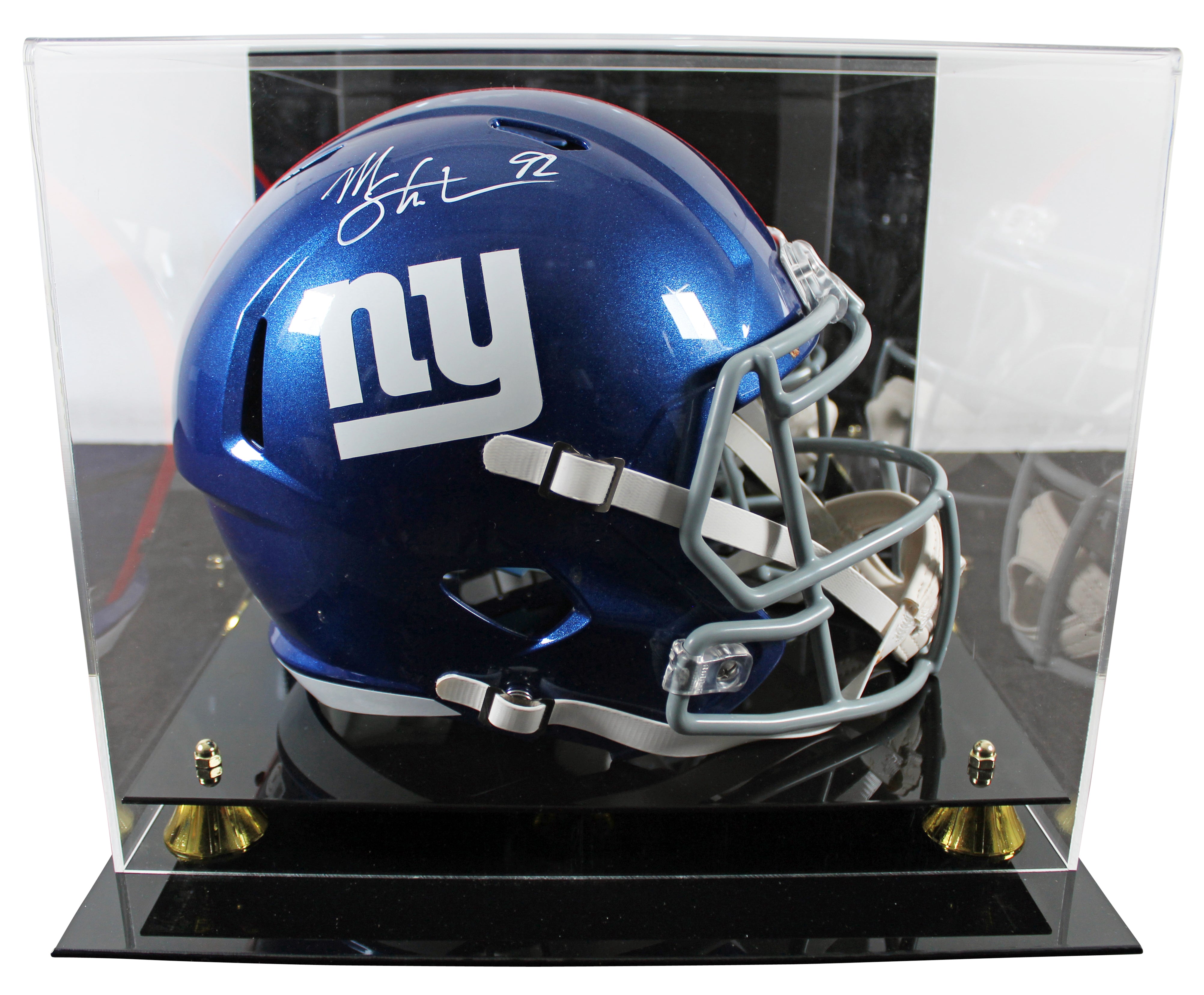 Giants Michael Strahan Signed Full Size Speed Rep Helmet w/ Case BAS Witnessed