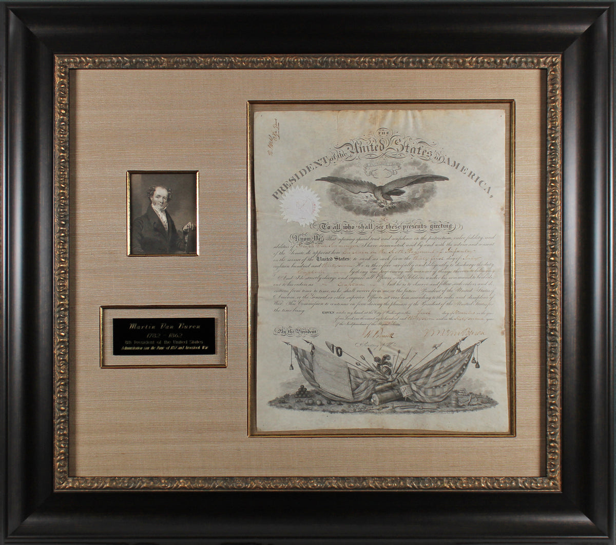 Martin Van Buren Signed & Framed 13.375x17.5 1837 Military Appointment BAS