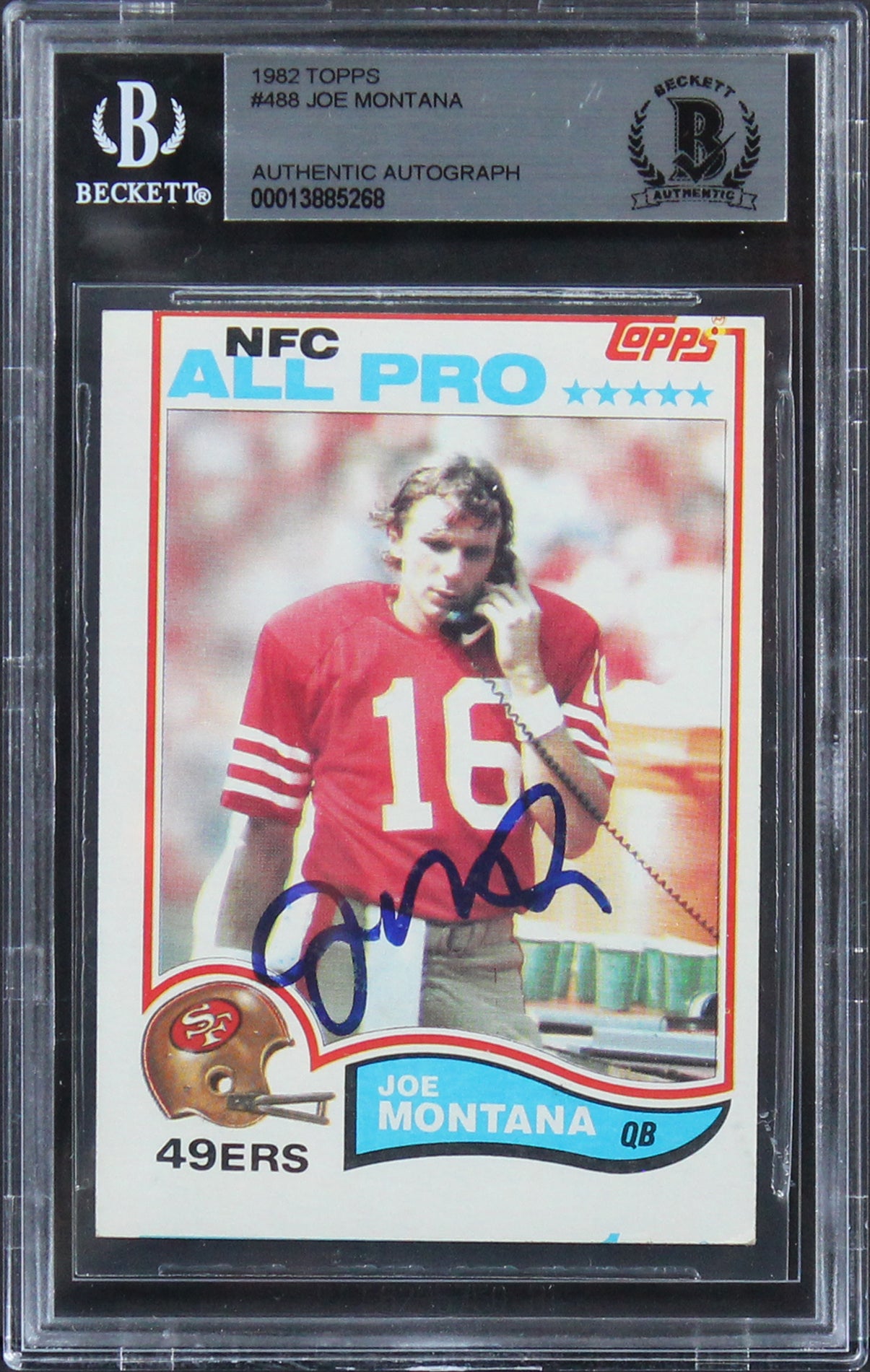 49ers Joe Montana Authentic Signed 1982 Topps #488 Card BAS Slabbed